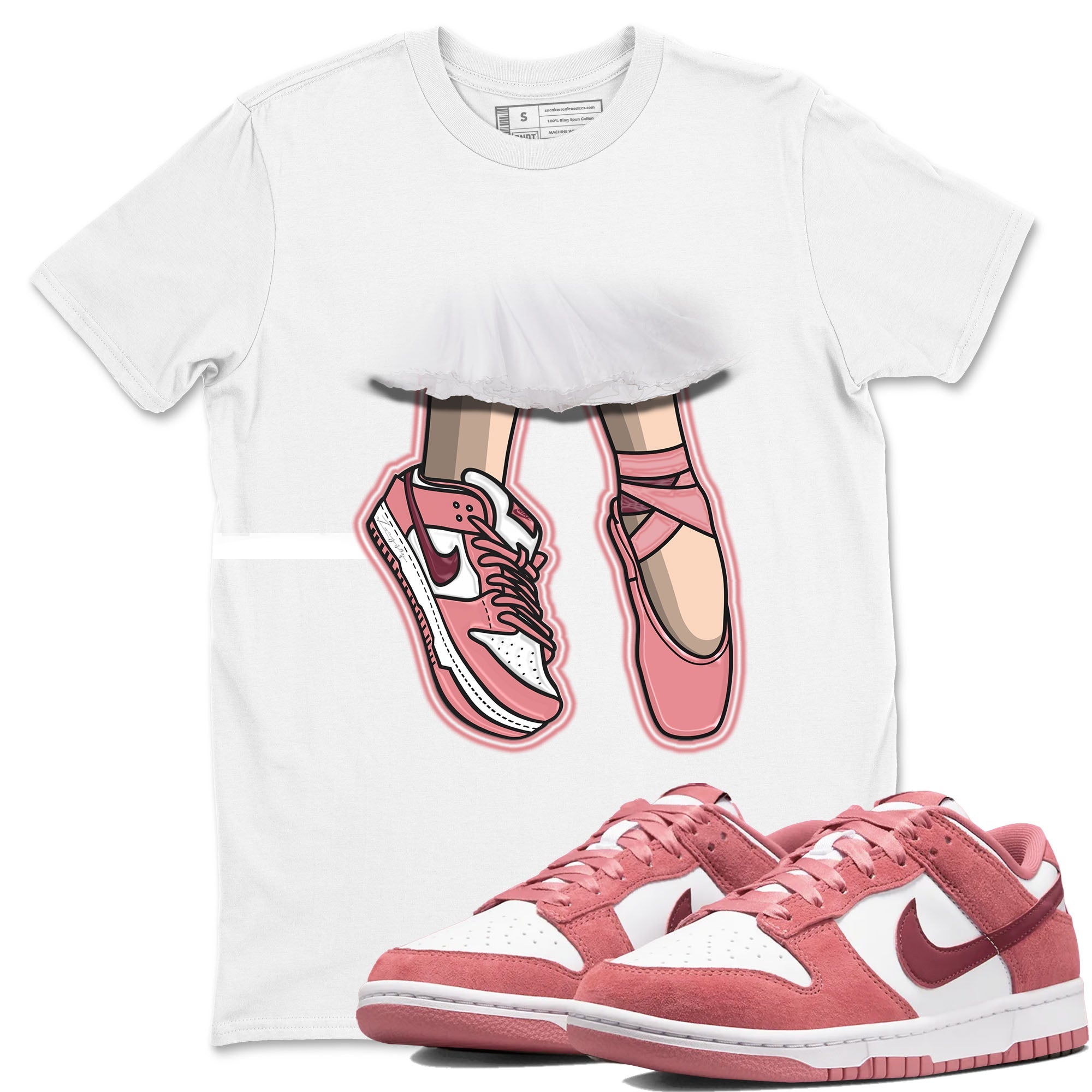 Dunk Valentine's Day shirt to match jordans Ballet Shoes sneaker tees Dunks Valentine's Day Drip Gear Zone unisex cotton White 1 crew neck shirt