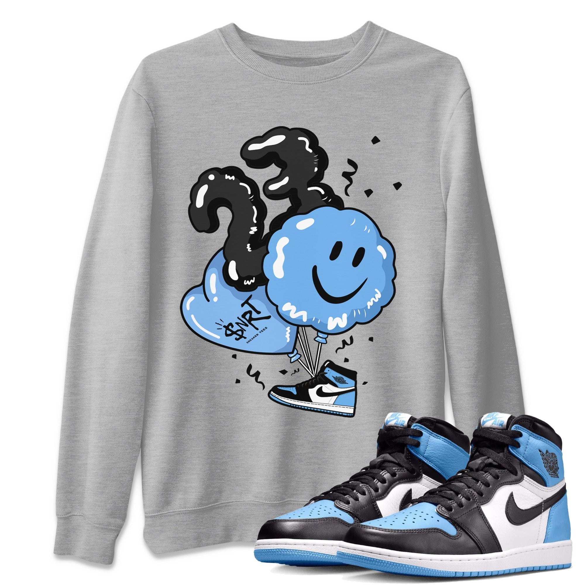 Air Jordan 1 Retro High OG UNC Toe Shirt to match Jordans Balloon Streetwear Sneaker Shirt Air Jordan 1 High OG UNC Toe Drip Gear Zone Sneaker Matching Clothing Crew Neck T-Shirts Heather Grey 1