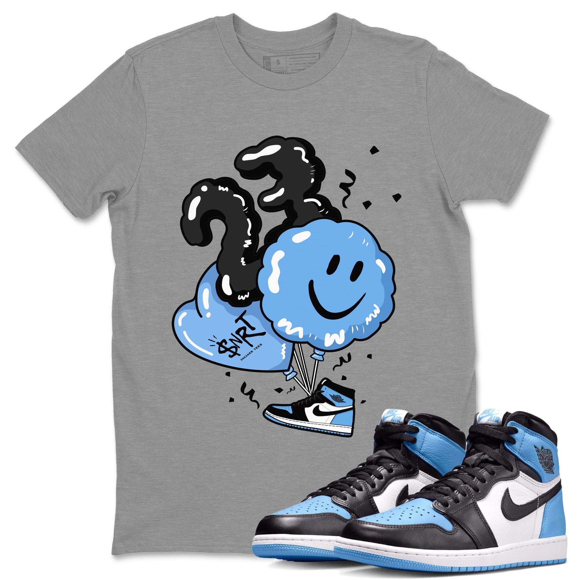 Air Jordan 1 Retro High OG UNC Toe Shirt to match Jordans Balloon Streetwear Sneaker Shirt Air Jordan 1 High OG UNC Toe Drip Gear Zone Sneaker Matching Clothing Crew Neck T-Shirts Heather Grey 1
