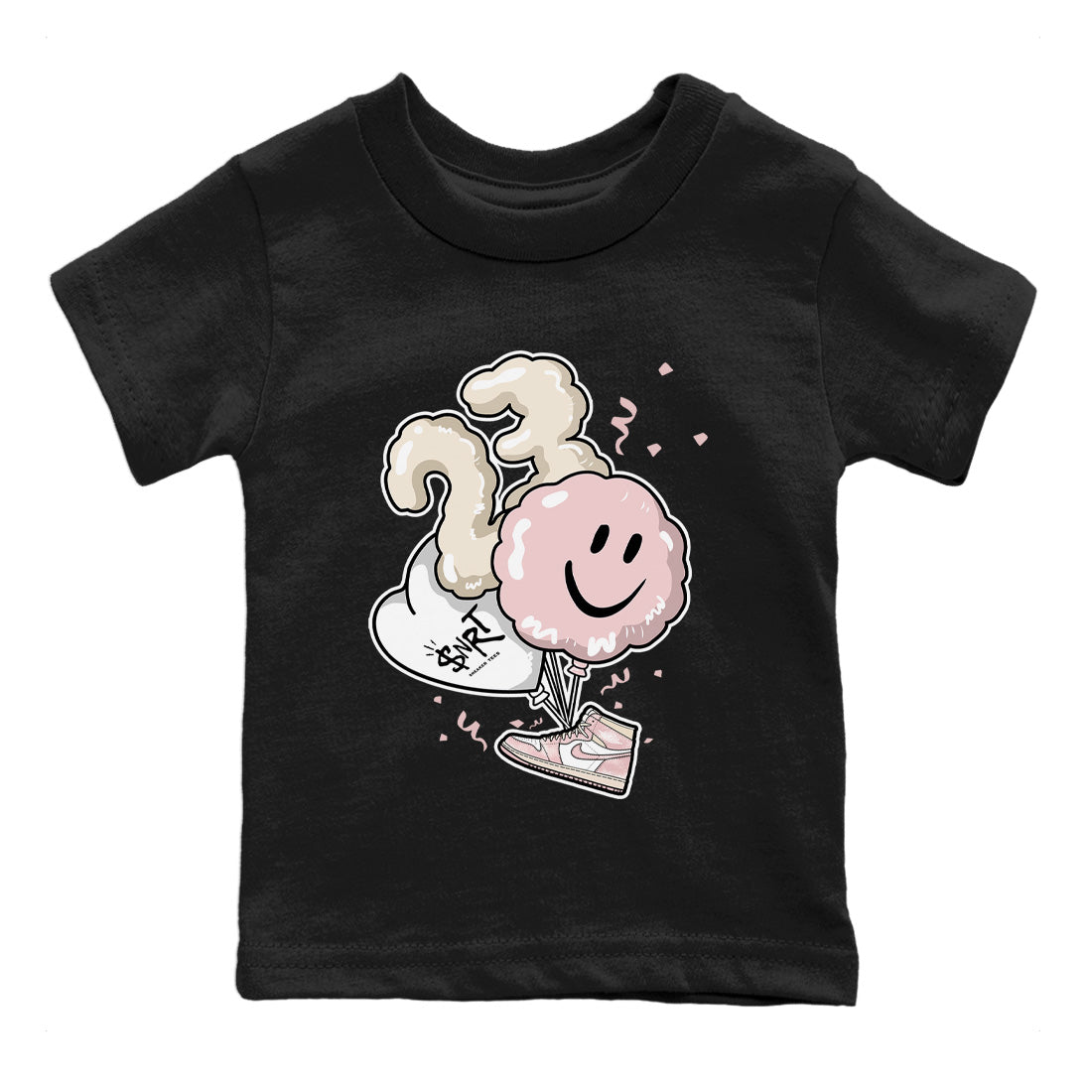 Air Jordan 1 Washed Pink Sneaker Match Tees Balloon Streetwear Sneaker Shirt Air Jordan 1 High OG WMNS Washed Pink Sneaker Release Tees Kids Shirts Black 2