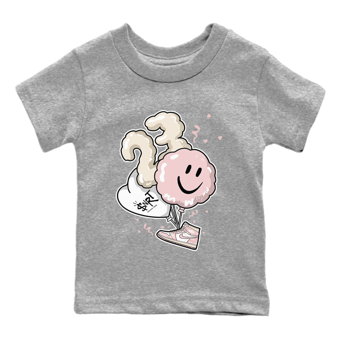 Air Jordan 1 Washed Pink Sneaker Match Tees Balloon Streetwear Sneaker Shirt Air Jordan 1 High OG WMNS Washed Pink Sneaker Release Tees Kids Shirts Heather Grey 2