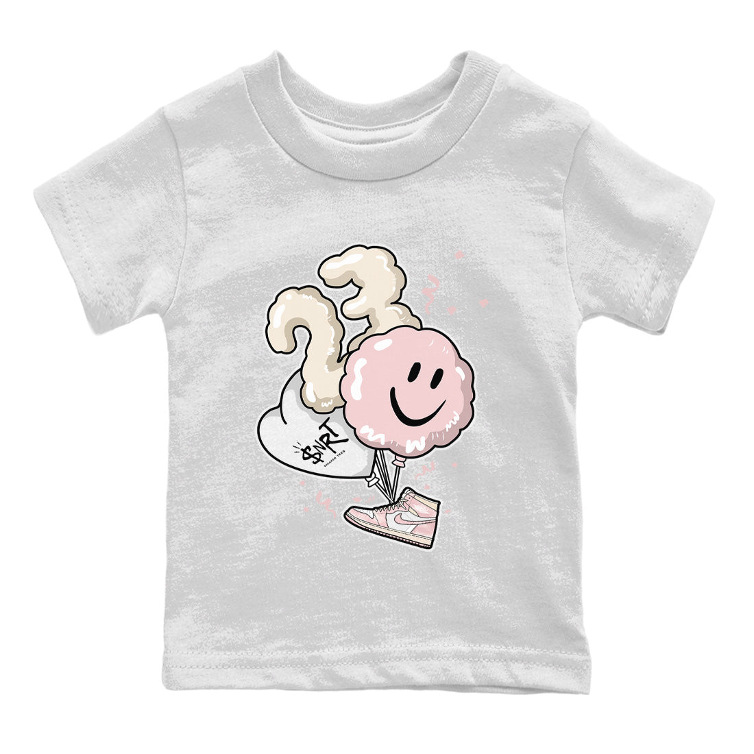 Air Jordan 1 Washed Pink Sneaker Match Tees Balloon Streetwear Sneaker Shirt Air Jordan 1 High OG WMNS Washed Pink Sneaker Release Tees Kids Shirts White 2