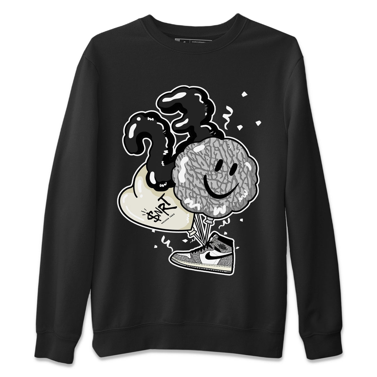 Jordan 1 White Cement Sneaker Matching T-Shirt Balloon Sneaker Tees Jordan 1 White Cement Sneaker Release Tees Crew Neck Tees