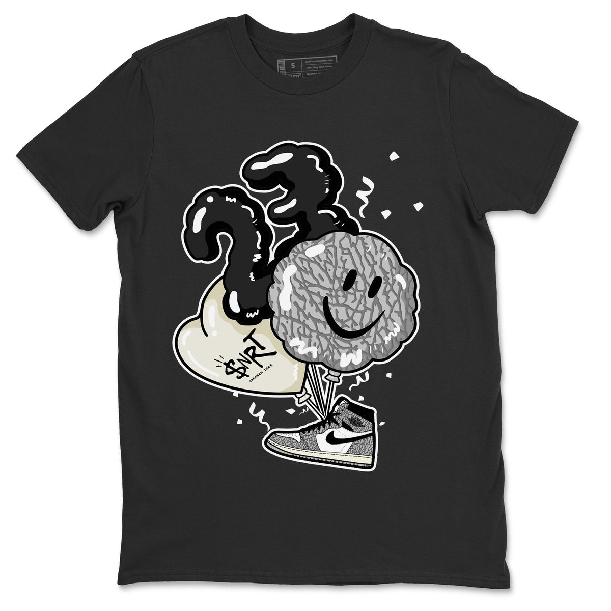 Jordan 1 White Cement Sneaker Matching T-Shirt Balloon Sneaker Tees Jordan 1 White Cement Sneaker Release Tees Crew Neck Tees
