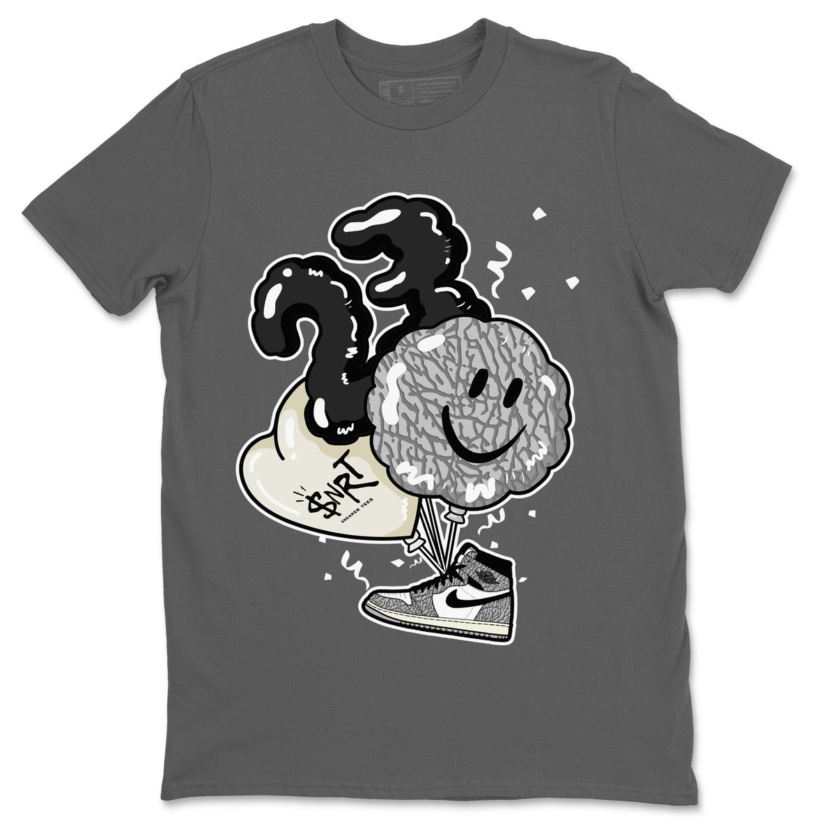 Jordan 1 White Cement Sneaker Matching T-Shirt Balloon Sneaker Tees Jordan 1 White Cement Sneaker Release Tees Crew Neck Tees