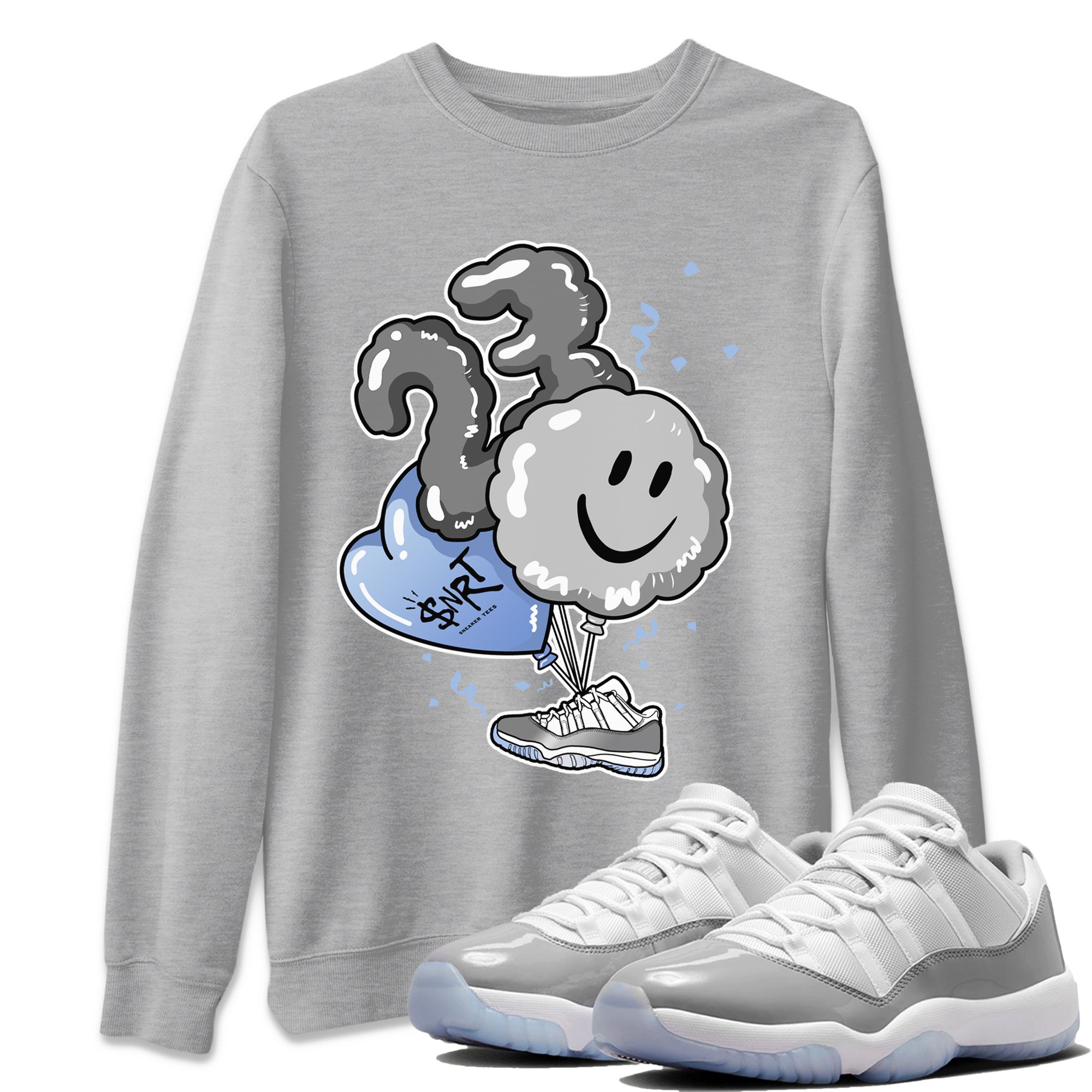 Air Jordan 11 White Cement Sneaker Match Tees Balloon Streetwear Sneaker Shirt Air Jordan 11 Cement Grey Sneaker Release Tees Unisex Shirts Heather Grey 1