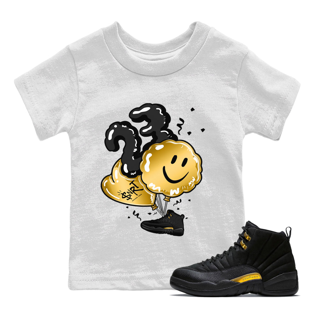 Jordan 12 Black Taxi Sneaker Matching T-Shirt Balloon Sneaker Tees Jordan 12 Black Taxi Sneaker Release Tees Kids Shirts