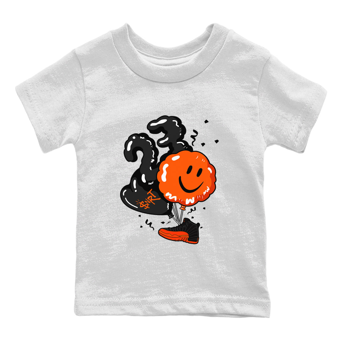 Air Jordan 12 Brilliant Orange Sneaker Match Tees Balloon Streetwear Sneaker Shirt 12s Brilliant Orange Shirts Kids Shirts White 2