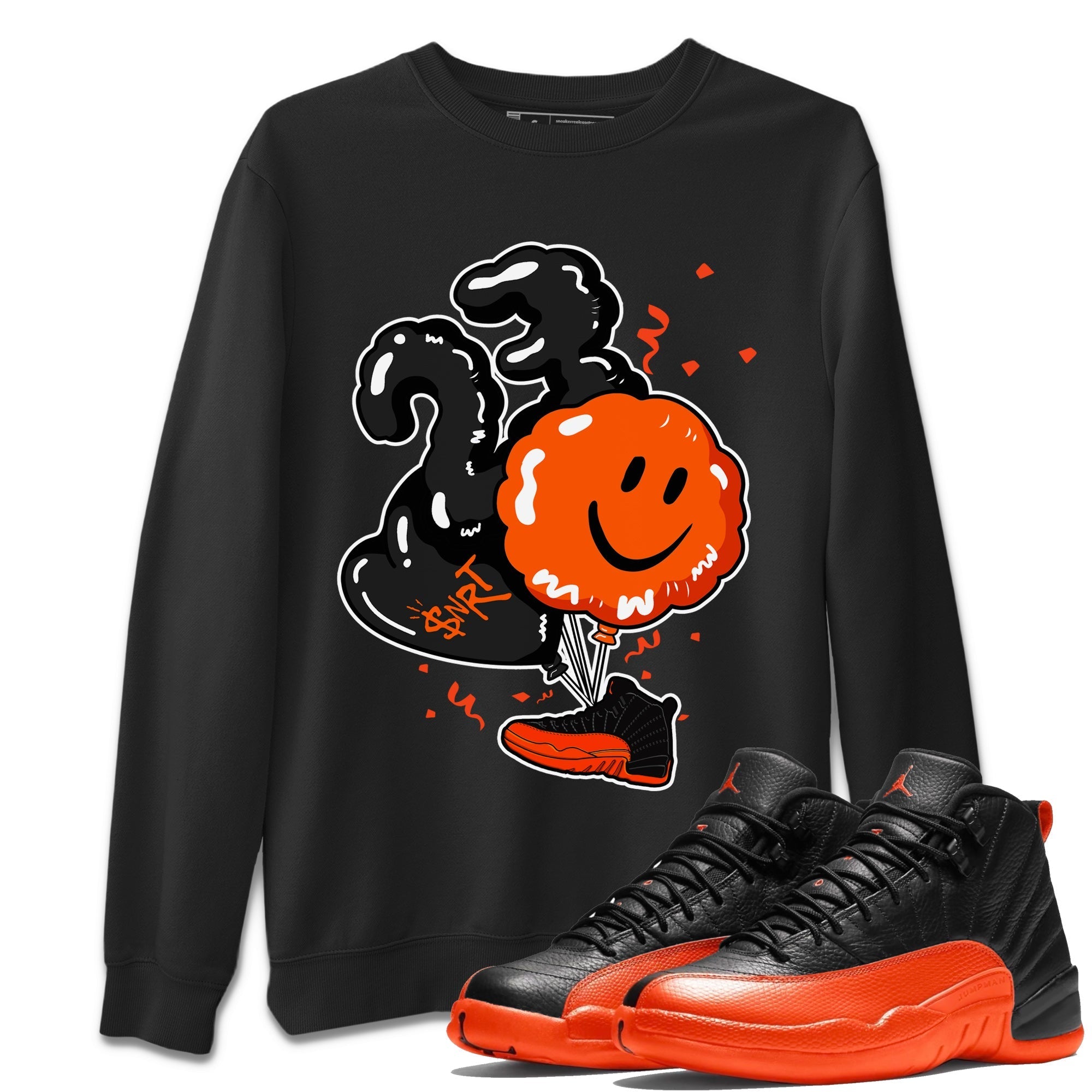 Air Jordan 12 Brilliant Orange Sneaker Match Tees Balloon Streetwear Sneaker Shirt 12s Brilliant Orange Shirts Unisex Shirts Black 1