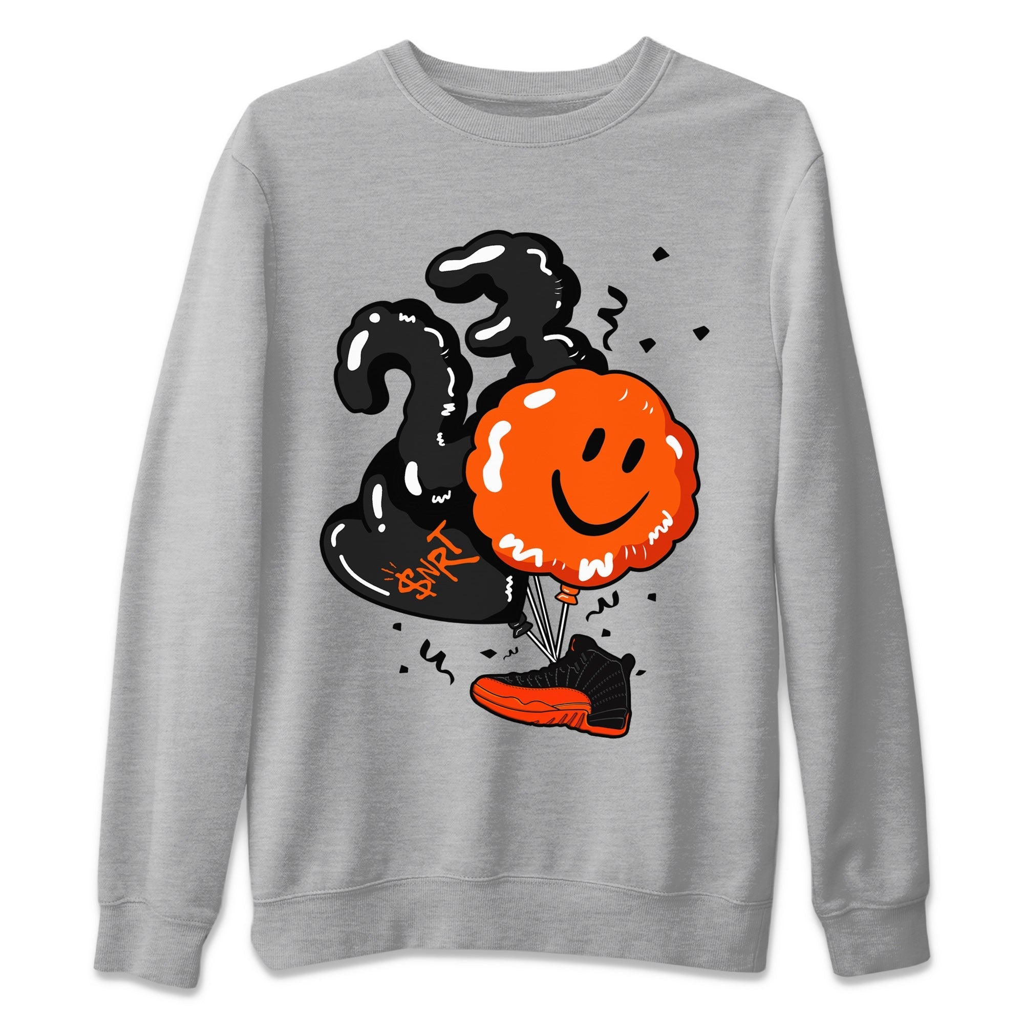 Air Jordan 12 Brilliant Orange Sneaker Match Tees Balloon Streetwear Sneaker Shirt 12s Brilliant Orange Shirts Unisex Shirts Heather Grey 2