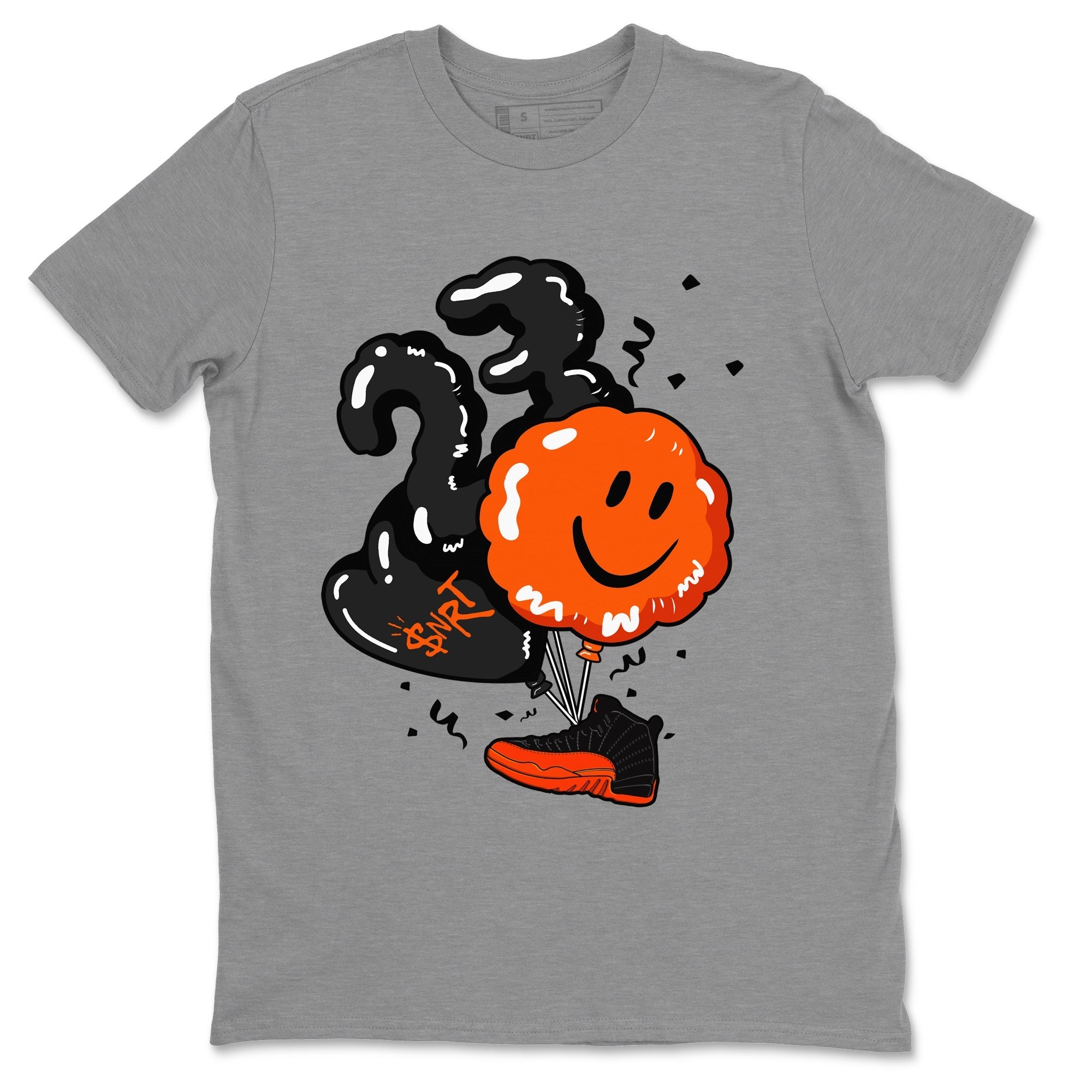 Air Jordan 12 Brilliant Orange Sneaker Match Tees Balloon Streetwear Sneaker Shirt 12s Brilliant Orange Shirts Unisex Shirts Heather Grey 2
