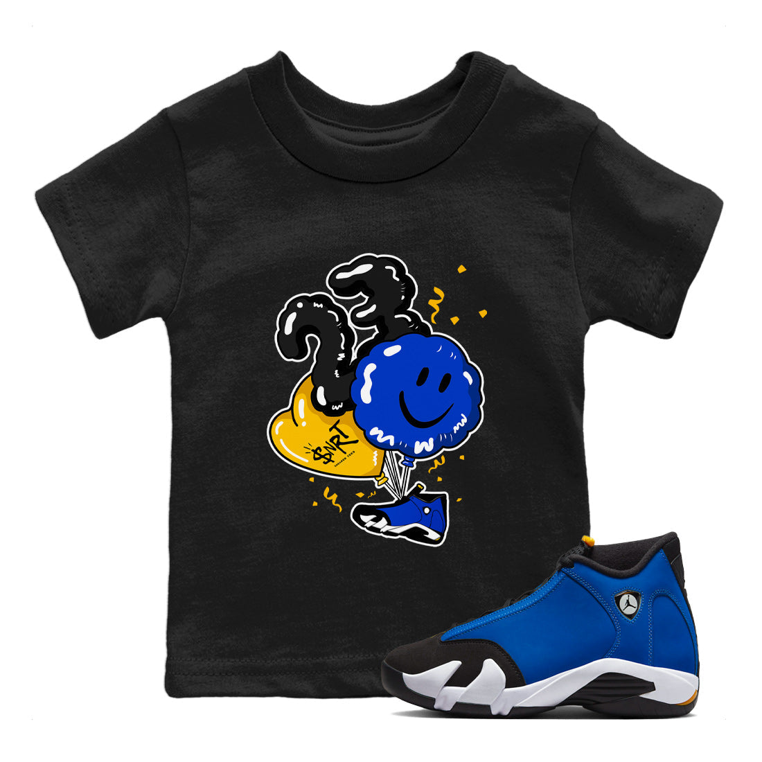 Air Jordan 14 Laney Sneaker Match Tees Balloon Streetwear Sneaker Shirt Jordan 14 Laney Sneaker Release Tees Kids Shirts Black 1