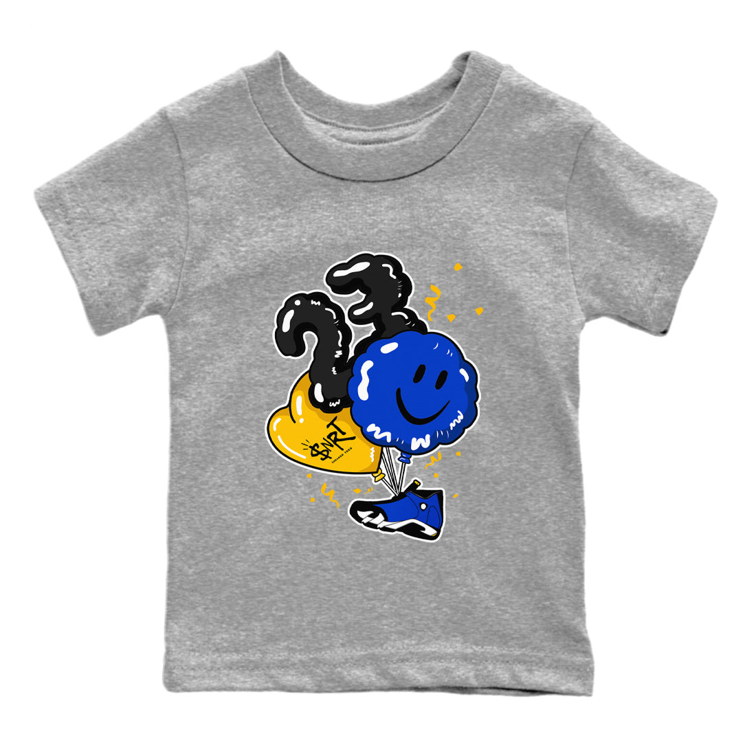 Air Jordan 14 Laney Sneaker Match Tees Balloon Streetwear Sneaker Shirt Jordan 14 Laney Sneaker Release Tees Kids Shirts Heather Grey 2