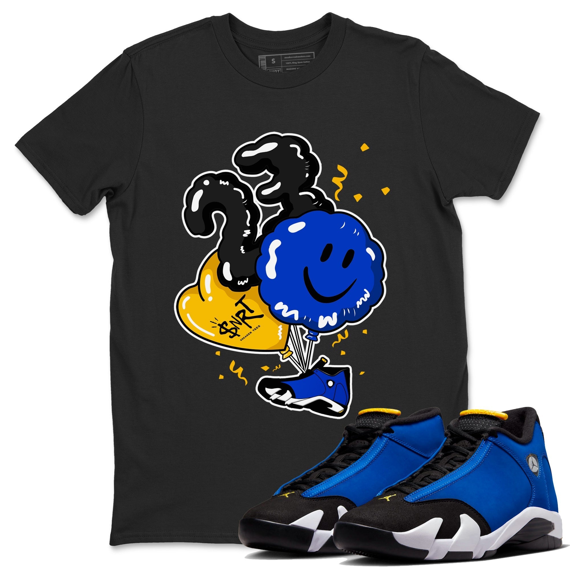 Air Jordan 14 Laney Sneaker Match Tees Balloon Streetwear Sneaker Shirt Jordan 14 Laney Sneaker Release Tees Unisex Shirts Black 1