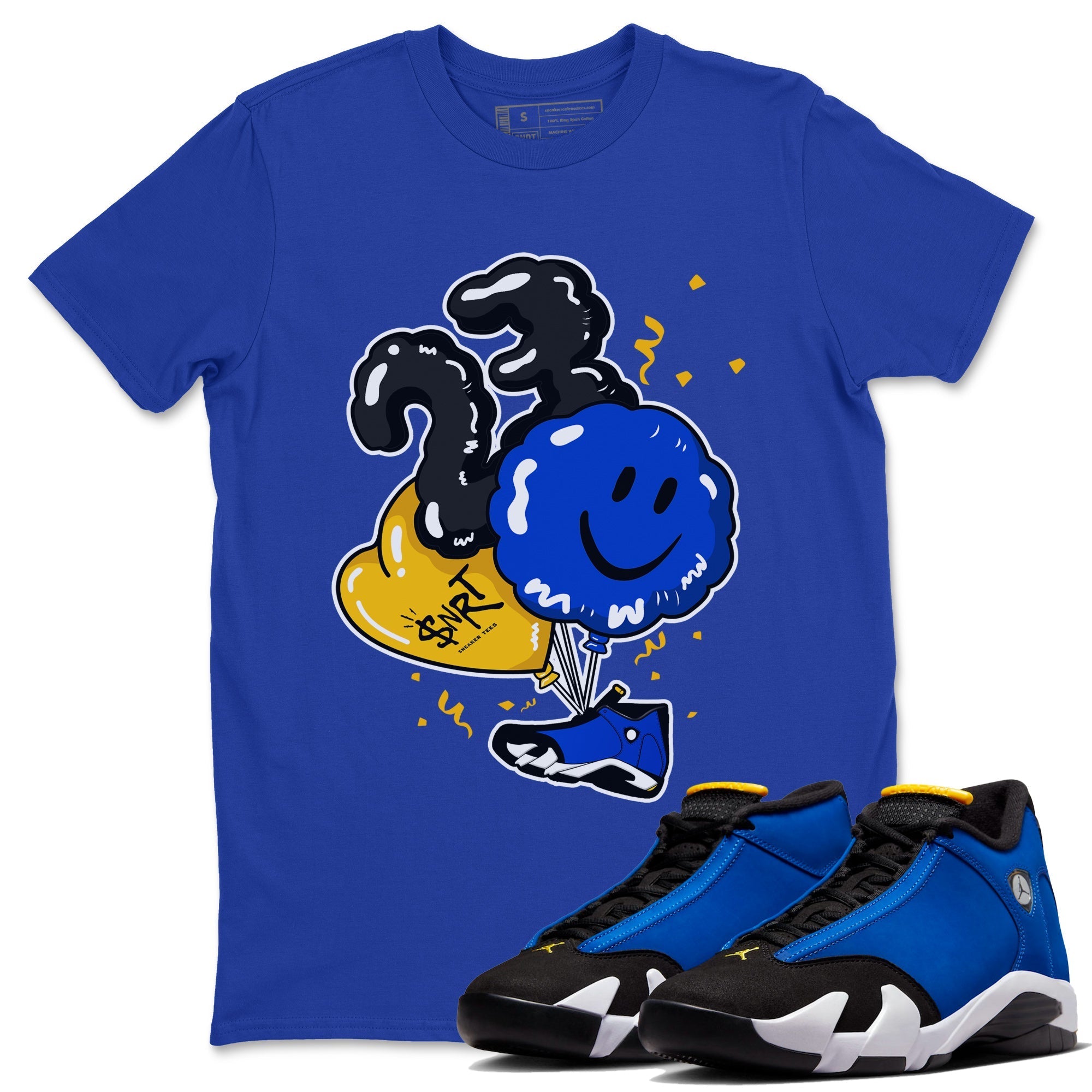 Air Jordan 14 Laney Sneaker Match Tees Balloon Streetwear Sneaker Shirt Jordan 14 Laney Sneaker Release Tees Unisex Shirts Royal Blue 1
