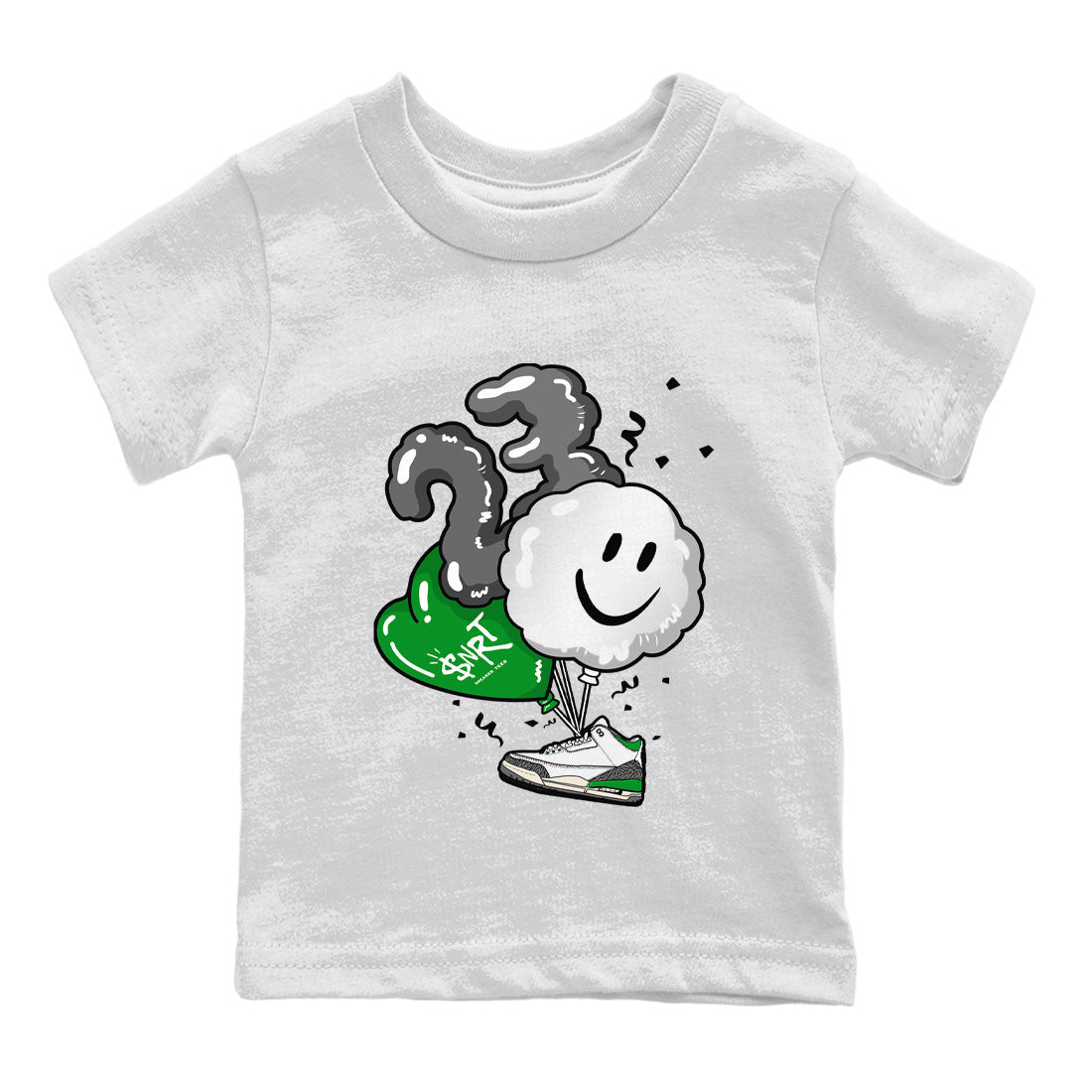 Air Jordan 3 Lucky Green Shirt To Match Jordans Balloon Sneaker Tees Air Jordan 3 WMNS Lucky Green Drip Gear Zone Sneaker Matching Clothing Kids Shirts White 2