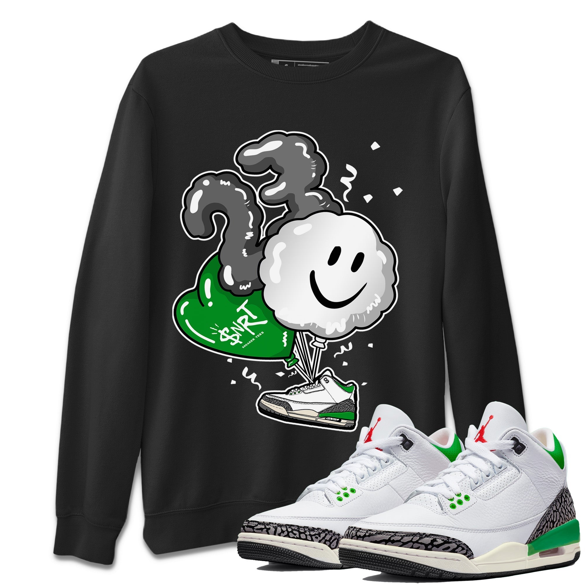 Air Jordan 3 Lucky Green Shirt To Match Jordans Balloon Sneaker Tees Air Jordan 3 WMNS Lucky Green Drip Gear Zone Sneaker Matching Clothing Unisex Shirts Black 1