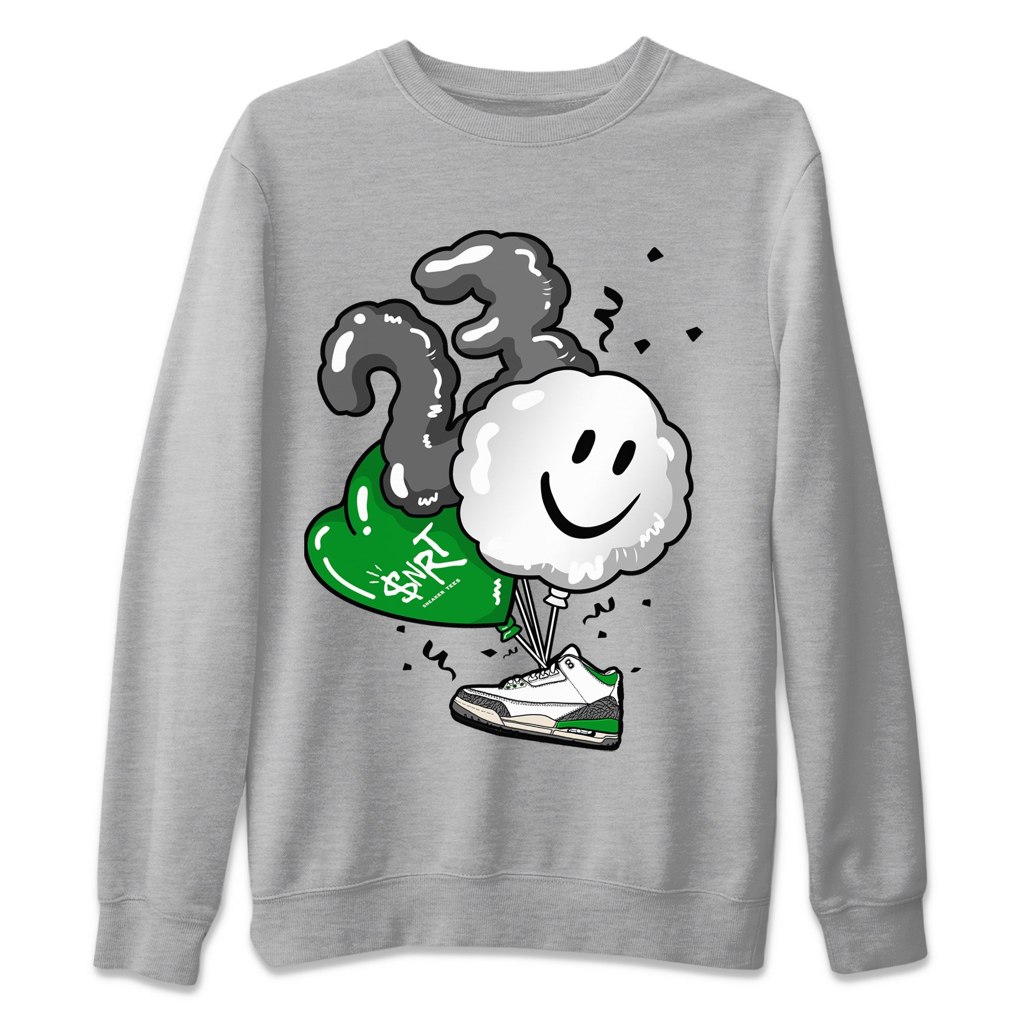 Air Jordan 3 Lucky Green Shirt To Match Jordans Balloon Sneaker Tees Air Jordan 3 WMNS Lucky Green Drip Gear Zone Sneaker Matching Clothing Unisex Shirts Heather Grey 2