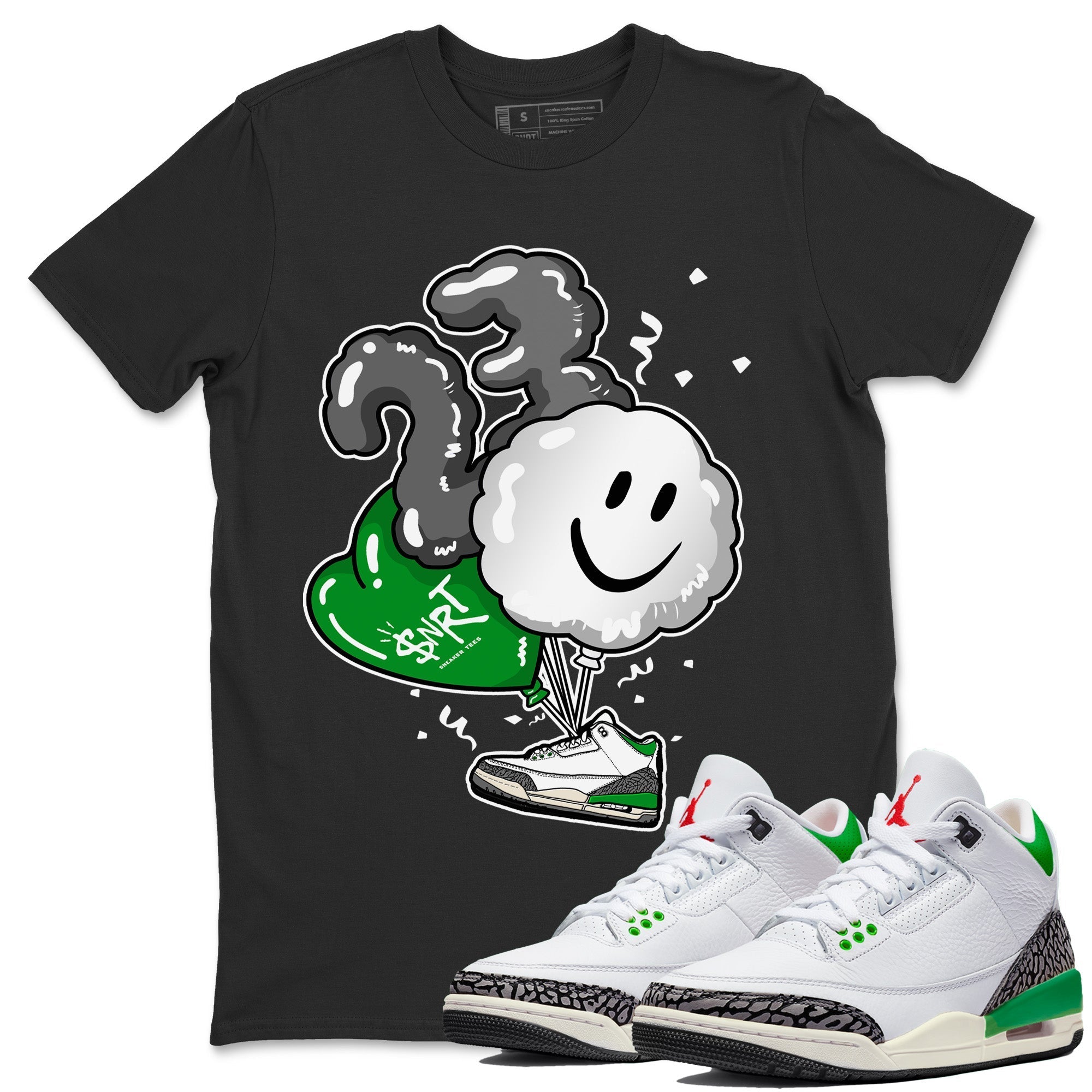 Air Jordan 3 Lucky Green Shirt To Match Jordans Balloon Sneaker Tees Air Jordan 3 WMNS Lucky Green Drip Gear Zone Sneaker Matching Clothing Unisex Shirts Black 1