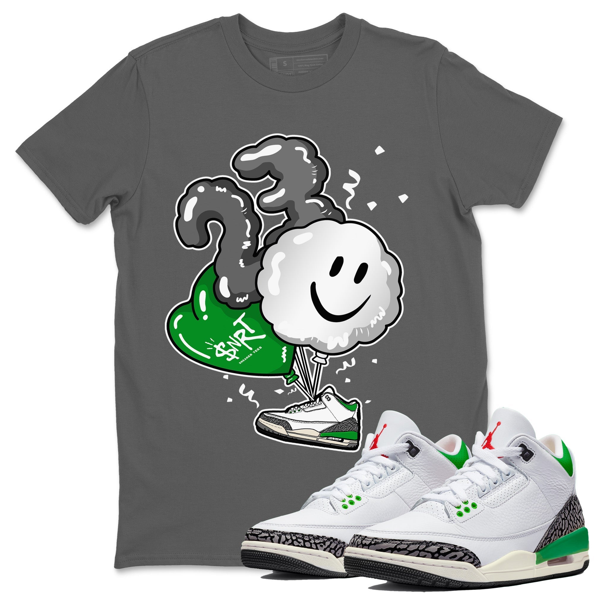 Air Jordan 3 Lucky Green Balloon Crew Neck Sneaker Tees Air Jordan 3 WMNS Lucky Green Sneaker T-Shirts Washing and Care Tip