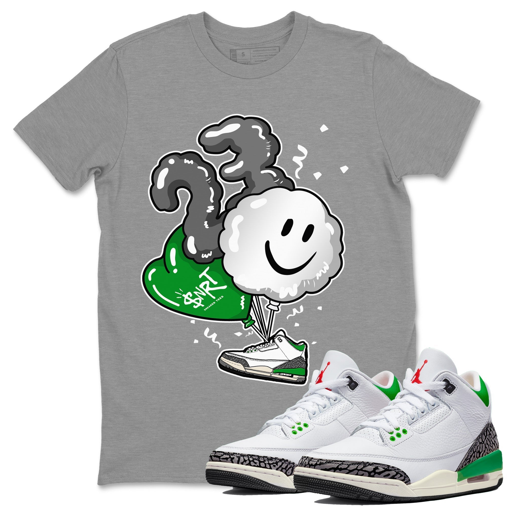 Air Jordan 3 Lucky Green Balloon Crew Neck Sneaker Tees Air Jordan 3 WMNS Lucky Green Sneaker T-Shirts Size Chart