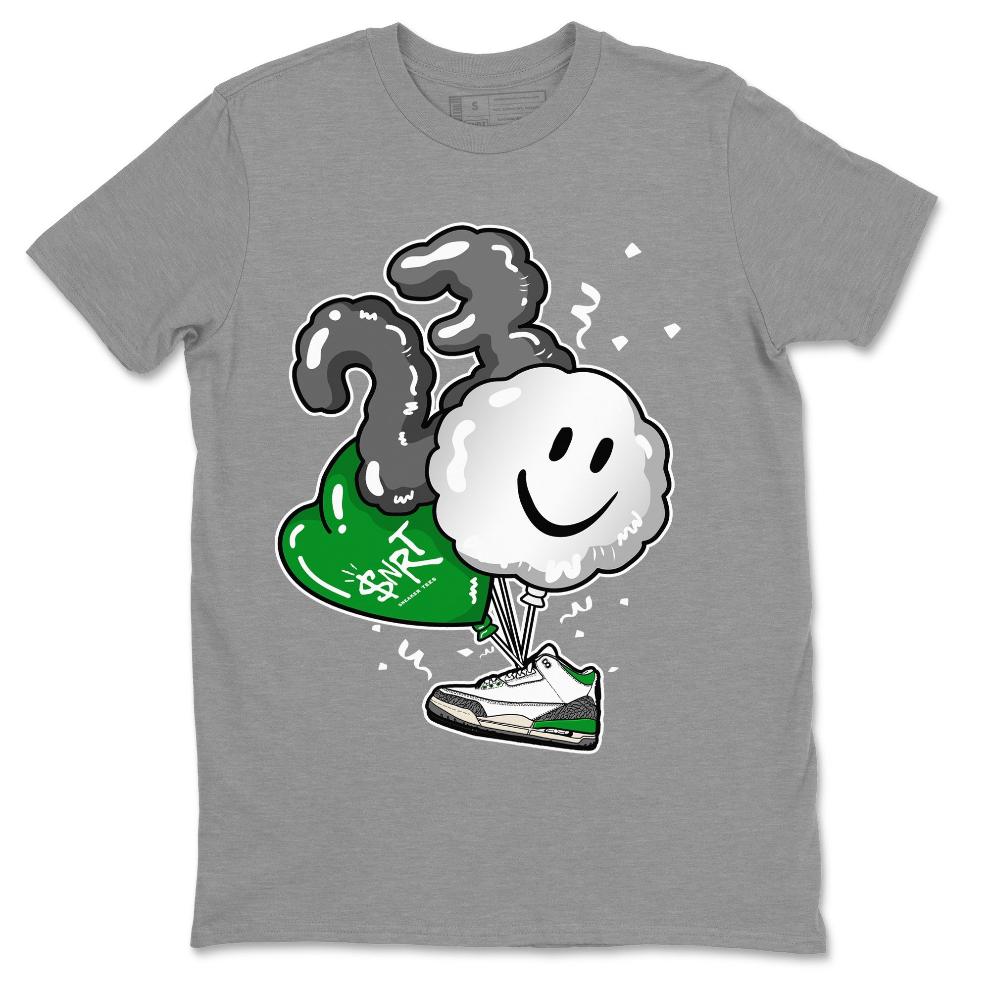 Air Jordan 3 Lucky Green Shirt To Match Jordans Balloon Sneaker Tees Air Jordan 3 WMNS Lucky Green Drip Gear Zone Sneaker Matching Clothing Unisex Shirts Heather Grey 2