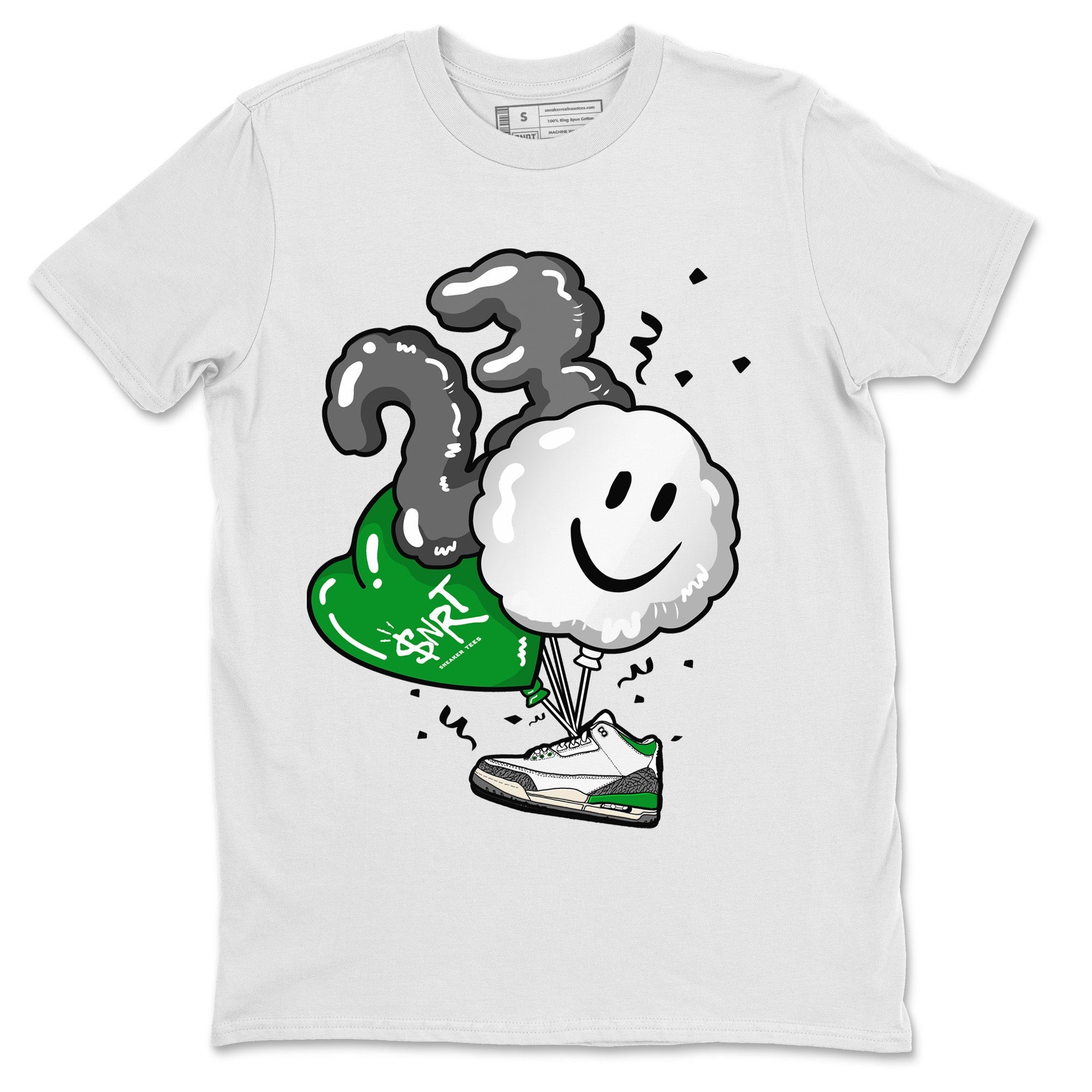 Air Jordan 3 Lucky Green Shirt To Match Jordans Balloon Sneaker Tees Air Jordan 3 WMNS Lucky Green Drip Gear Zone Sneaker Matching Clothing Unisex Shirts White 2