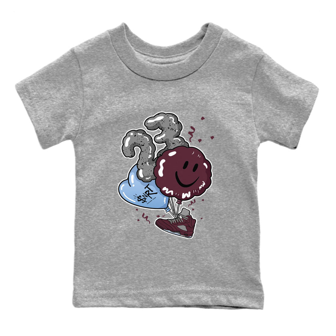 5s Burgundy shirt to match jordans Balloon Streetwear Sneaker Shirt Air Jordan 5 Burgundy Drip Gear Zone Sneaker Matching Clothing Baby Toddler Heather Grey 2 T-Shirt