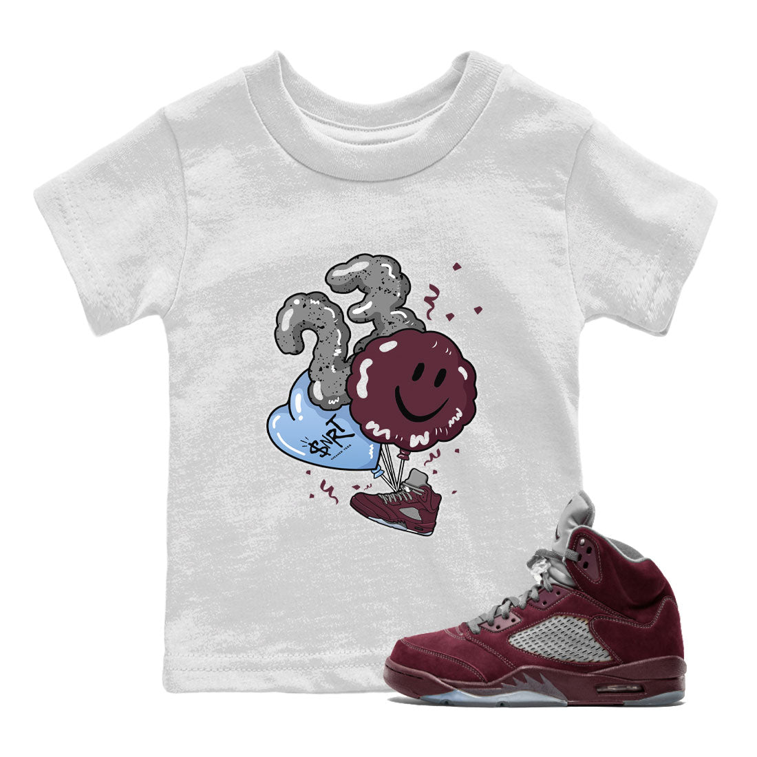 5s Burgundy shirt to match jordans Balloon Streetwear Sneaker Shirt Air Jordan 5 Burgundy Drip Gear Zone Sneaker Matching Clothing Baby Toddler White 1 T-Shirt