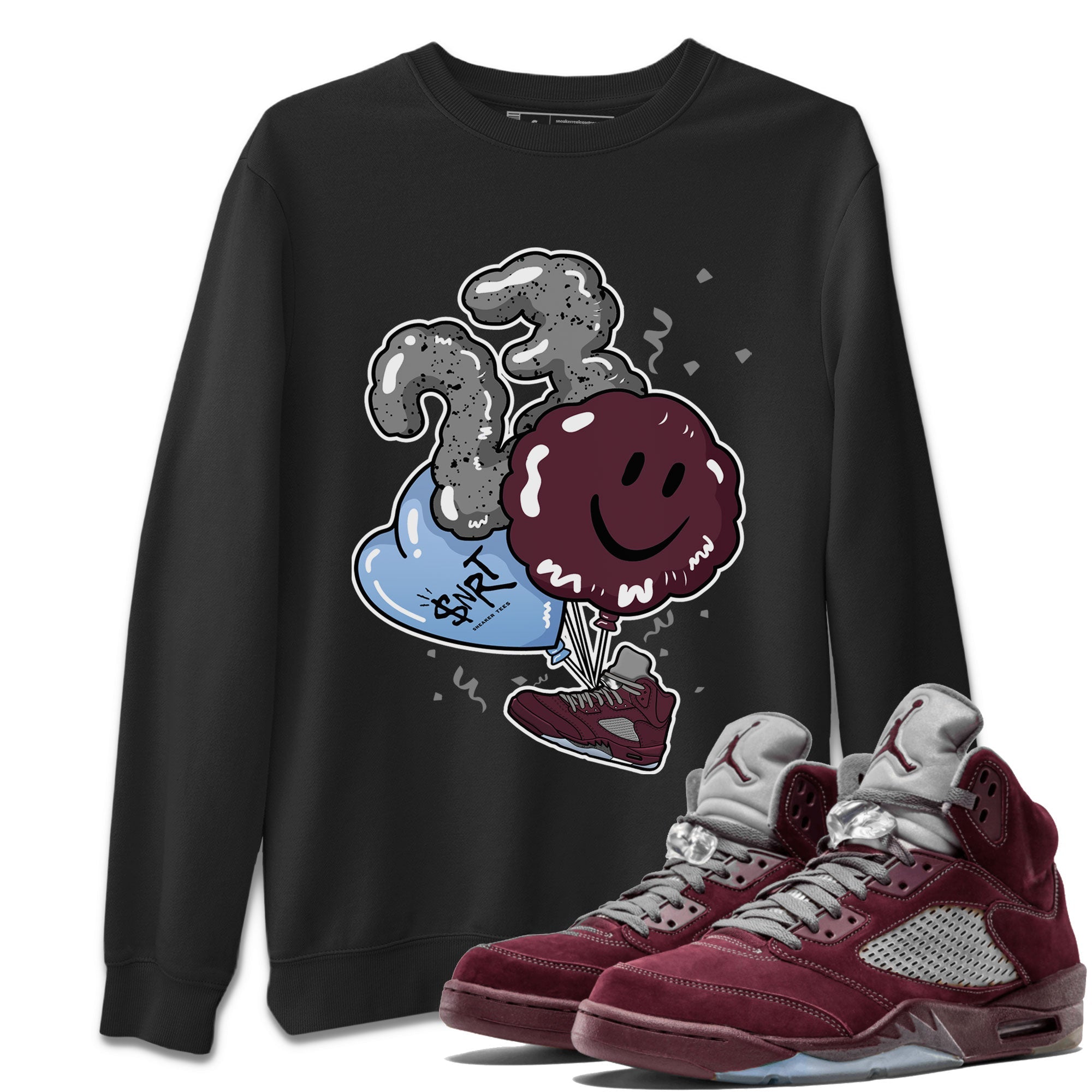 5s Burgundy shirt to match jordans Balloon Streetwear Sneaker Shirt Air Jordan 5 Burgundy Drip Gear Zone Sneaker Matching Clothing Unisex Black 2 T-Shirt