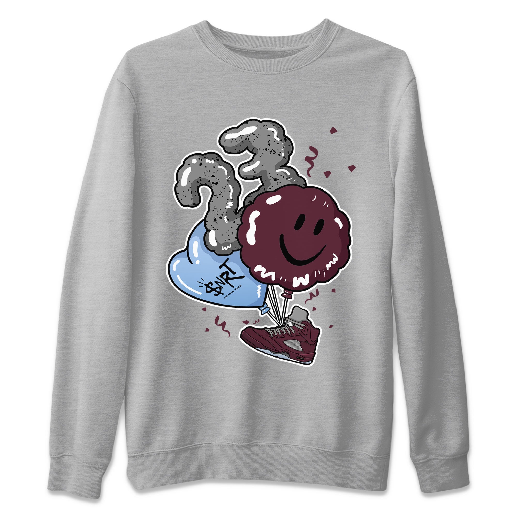 5s Burgundy shirt to match jordans Balloon Streetwear Sneaker Shirt Air Jordan 5 Burgundy Drip Gear Zone Sneaker Matching Clothing Unisex Heather Grey 2 T-Shirt