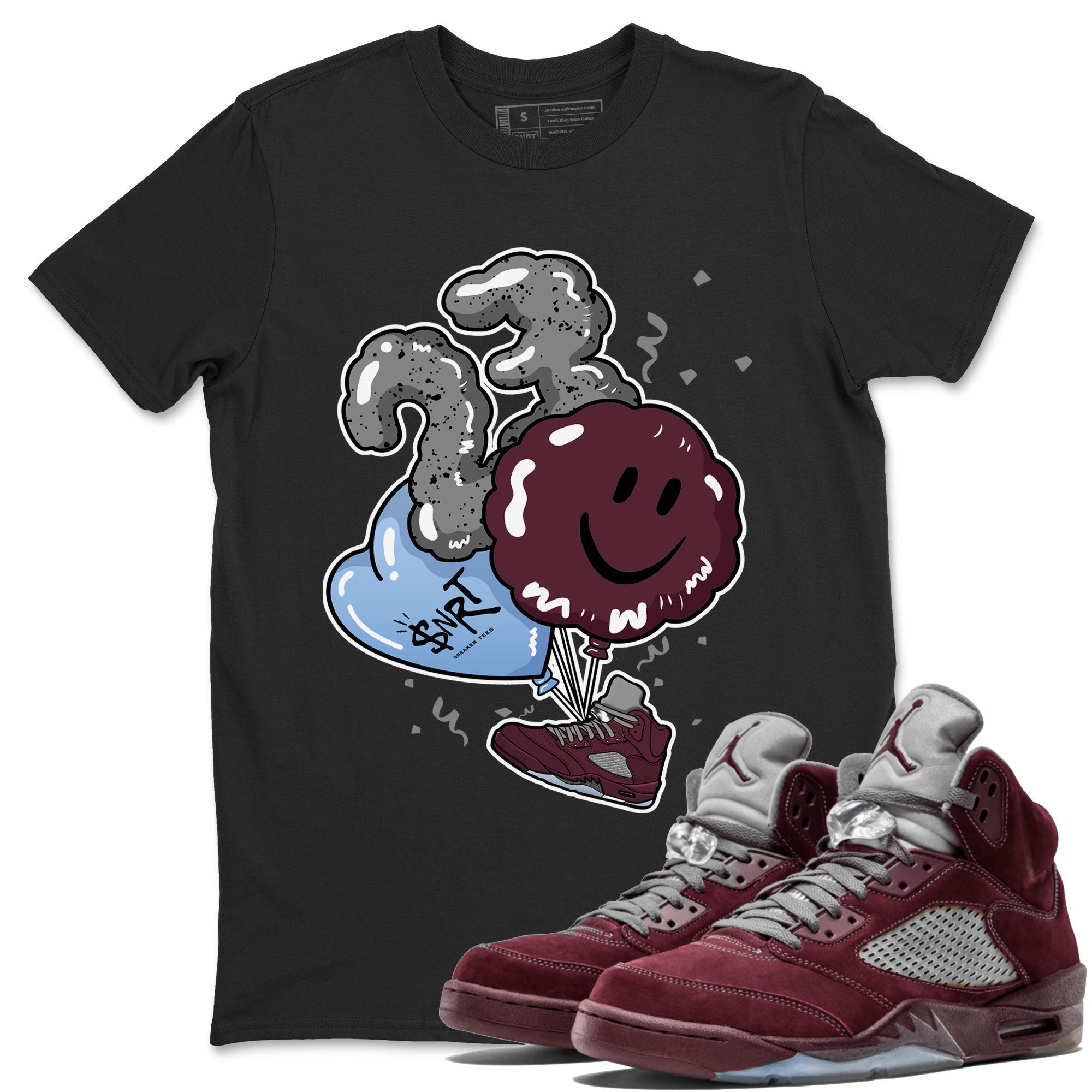5s Burgundy shirt to match jordans Balloon Streetwear Sneaker Shirt Air Jordan 5 Burgundy Drip Gear Zone Sneaker Matching Clothing Unisex Black 1 T-Shirt