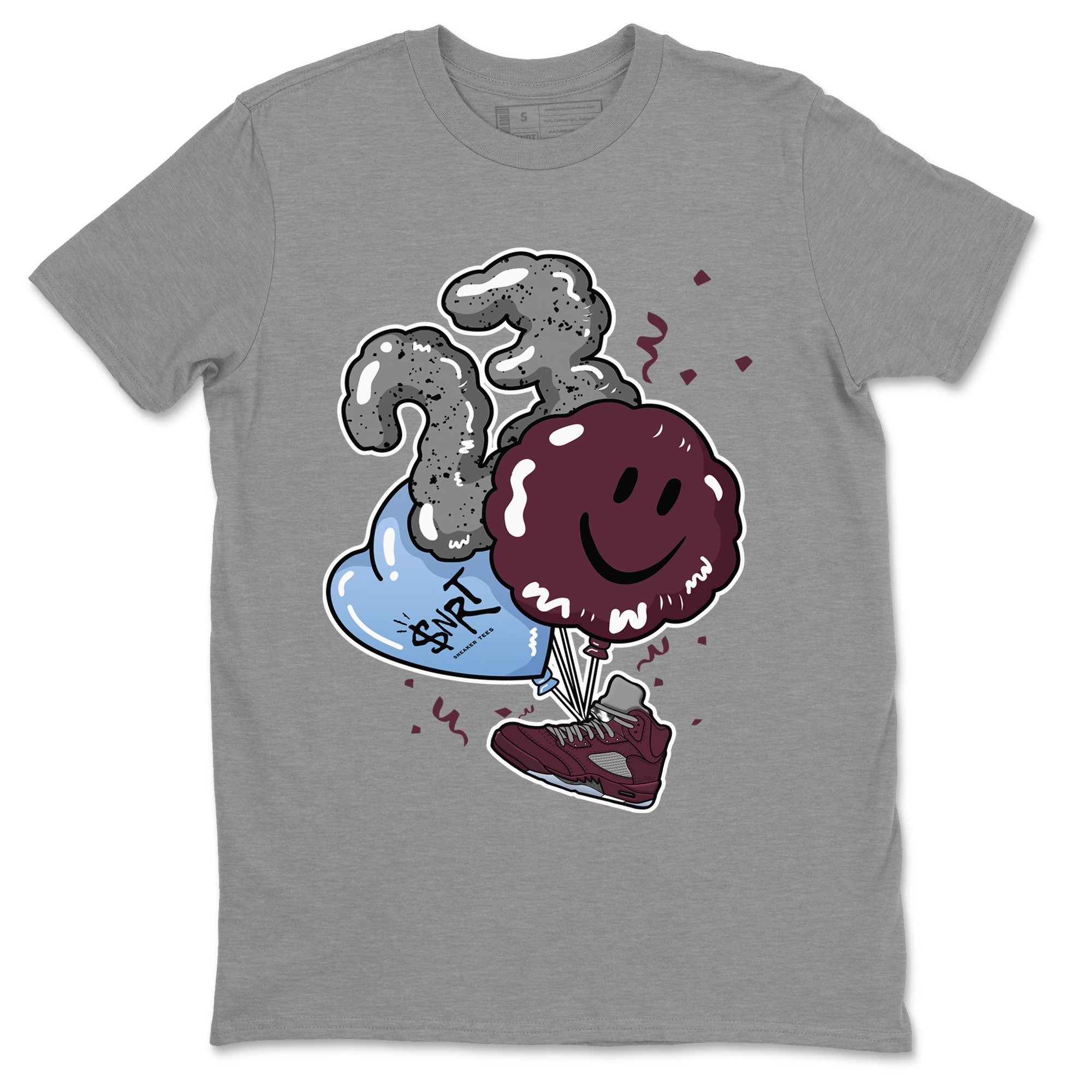 5s Burgundy shirt to match jordans Balloon Streetwear Sneaker Shirt Air Jordan 5 Burgundy Drip Gear Zone Sneaker Matching Clothing Unisex Heather Grey 2 T-Shirt
