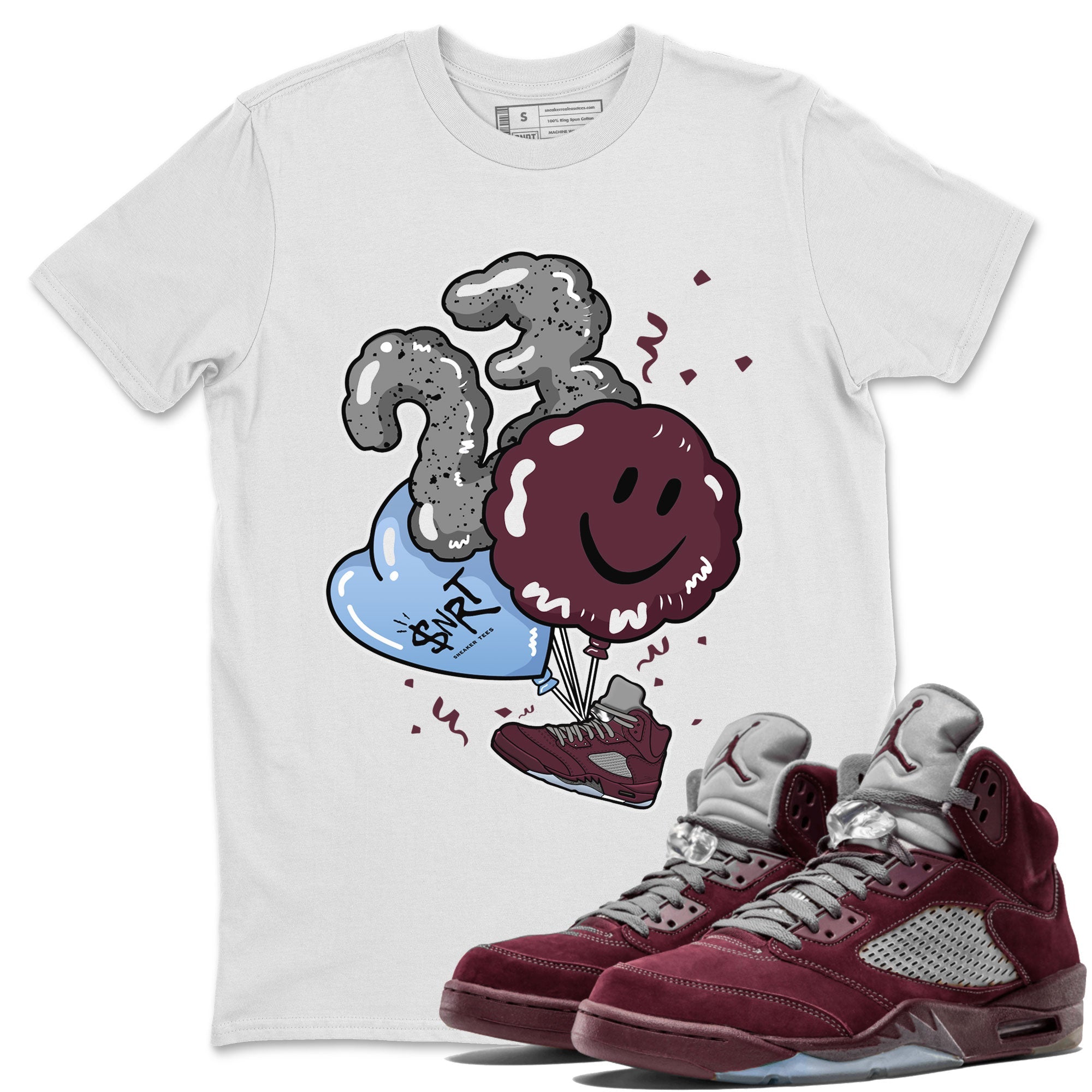 5s Burgundy shirt to match jordans Balloon Streetwear Sneaker Shirt Air Jordan 5 Burgundy Drip Gear Zone Sneaker Matching Clothing Unisex White 1 T-Shirt