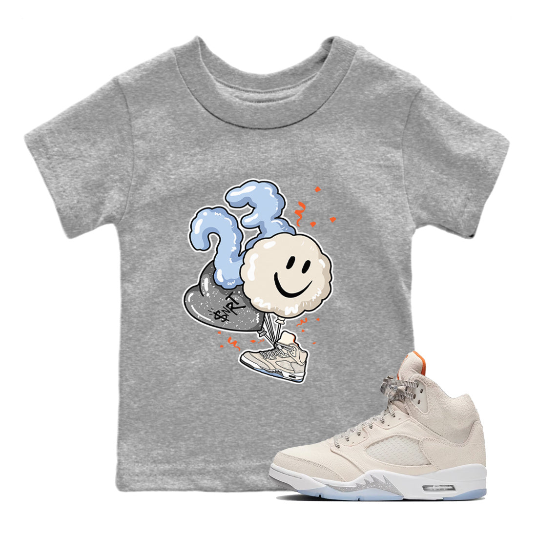 Air Jordan 5 Craft Sneaker Match Tees Balloon Streetwear Sneaker Shirt Air Jordan 5 Craft Tee Kids Shirts Heather Grey 1
