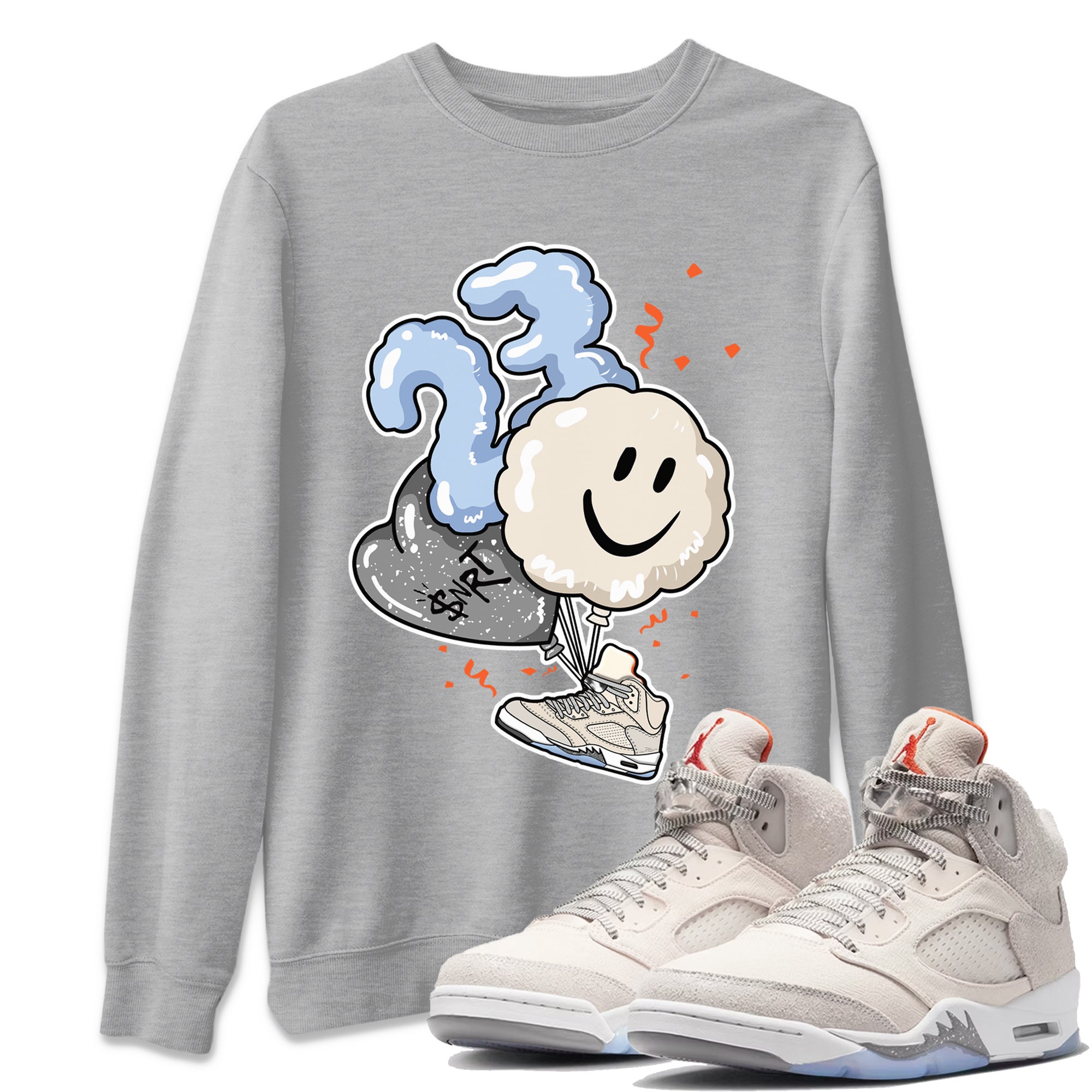 Air Jordan 5 Craft Sneaker Match Tees Balloon Streetwear Sneaker Shirt Air Jordan 5 Craft Tee Unisex Shirts Heather Grey 1