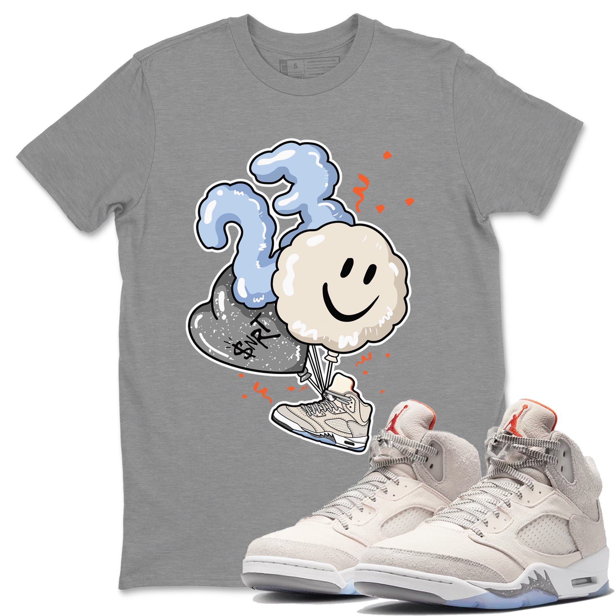 Air Jordan 5 Craft Sneaker Match Tees Balloon Streetwear Sneaker Shirt Air Jordan 5 Craft Tee Unisex Shirts Heather Grey 1