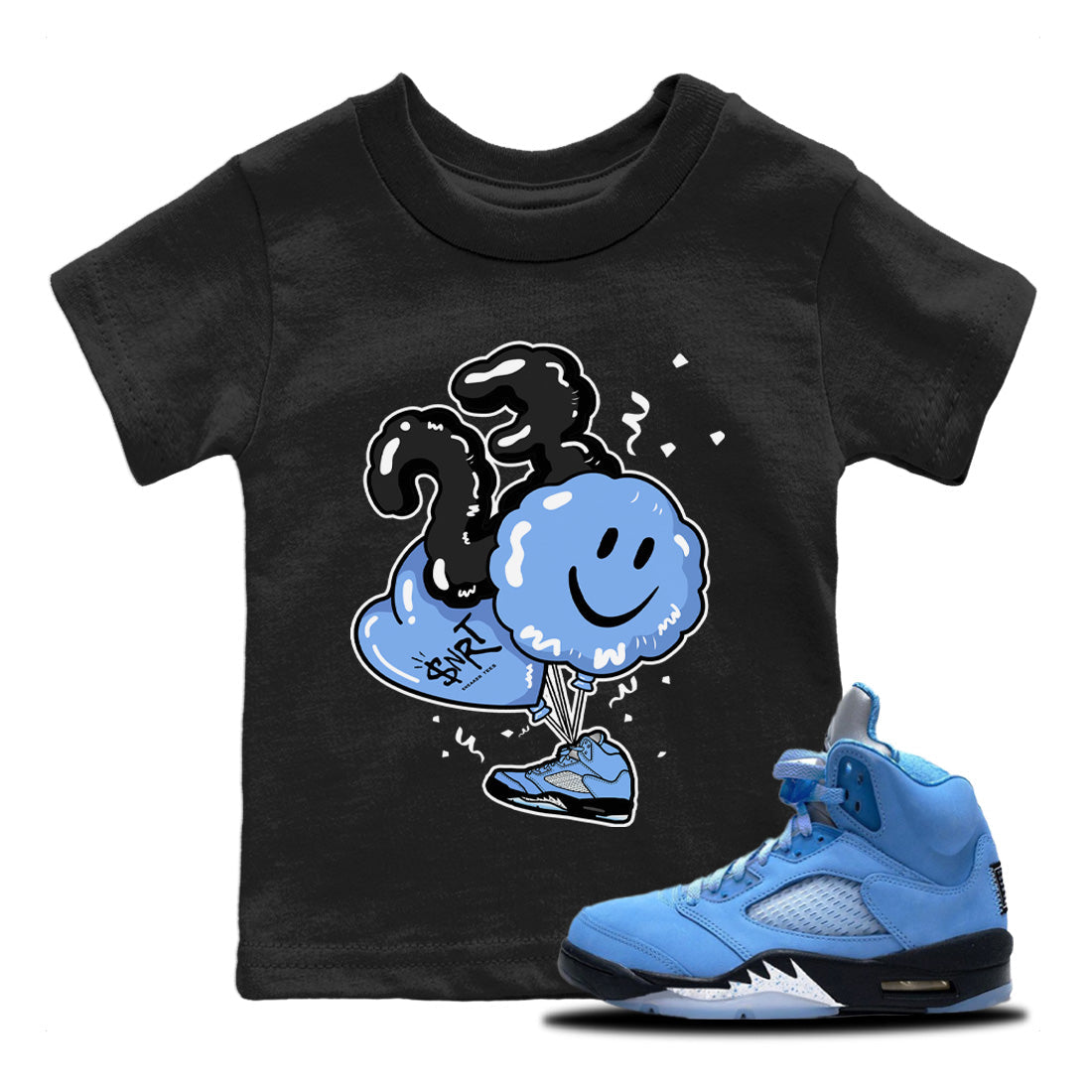Jordan 5 UNC Sneaker Matching T-Shirt Balloon Sneaker Tees Jordan 5 UNC Sneaker Release Tees Kids Shirts