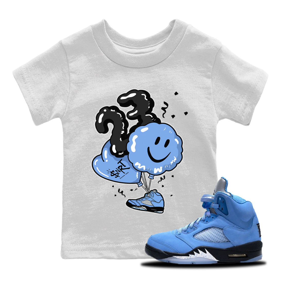 Jordan 5 UNC Sneaker Matching T-Shirt Balloon Sneaker Tees Jordan 5 UNC Sneaker Release Tees Kids Shirts