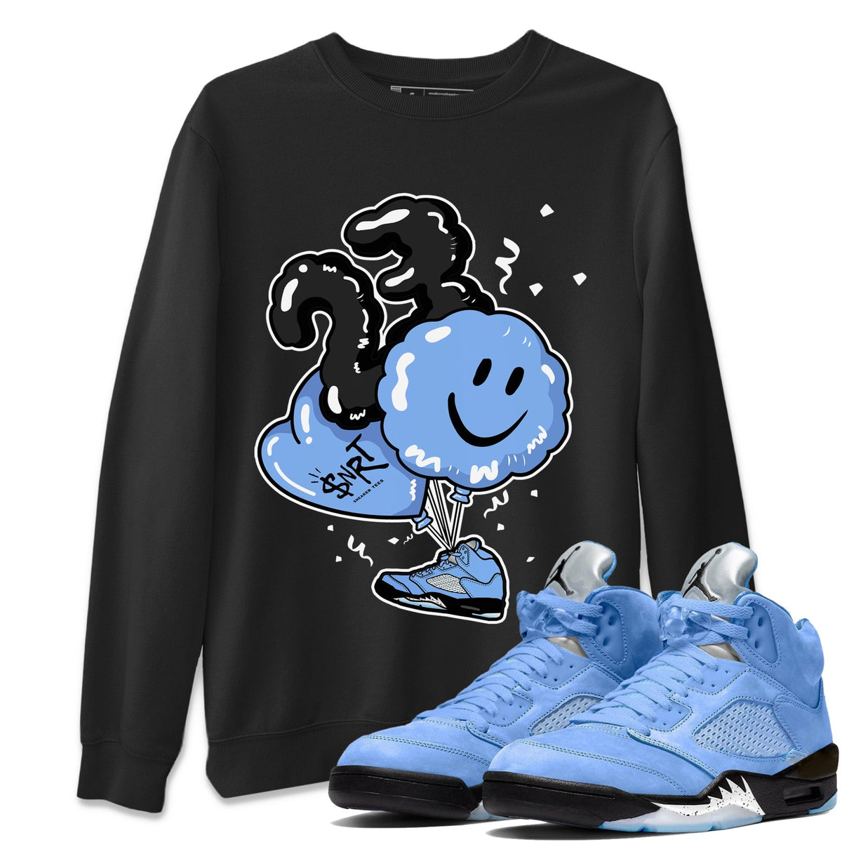 Jordan 5 UNC Sneaker Matching T-Shirt Balloon Sneaker Tees Jordan 5 UNC Sneaker Release Tees Crew Neck Tees