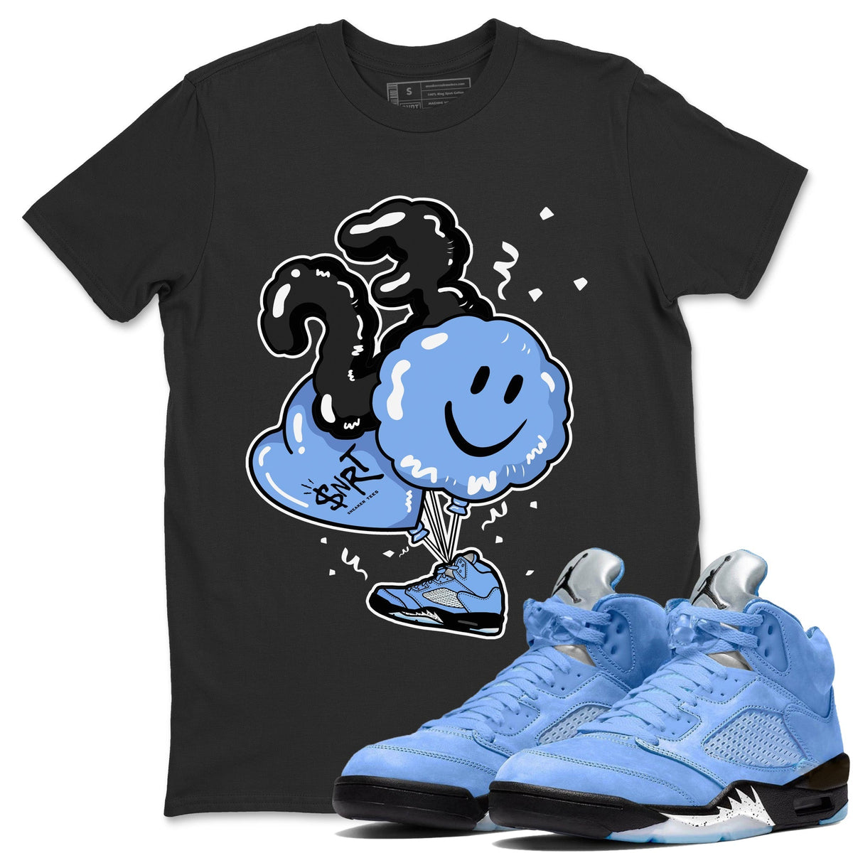 Jordan 5 UNC Sneaker Matching T-Shirt Balloon Sneaker Tees Jordan 5 UNC Sneaker Release Tees Crew Neck Tees