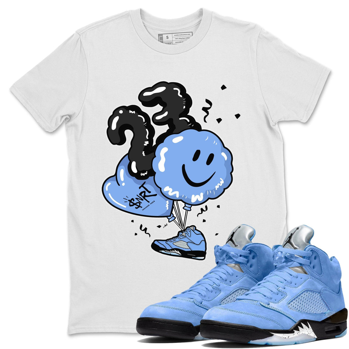 Jordan 5 UNC Sneaker Matching T-Shirt Balloon Sneaker Tees Jordan 5 UNC Sneaker Release Tees Crew Neck Tees