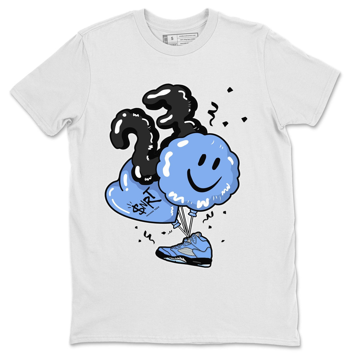 Jordan 5 UNC Sneaker Matching T-Shirt Balloon Sneaker Tees Jordan 5 UNC Sneaker Release Tees Crew Neck Tees