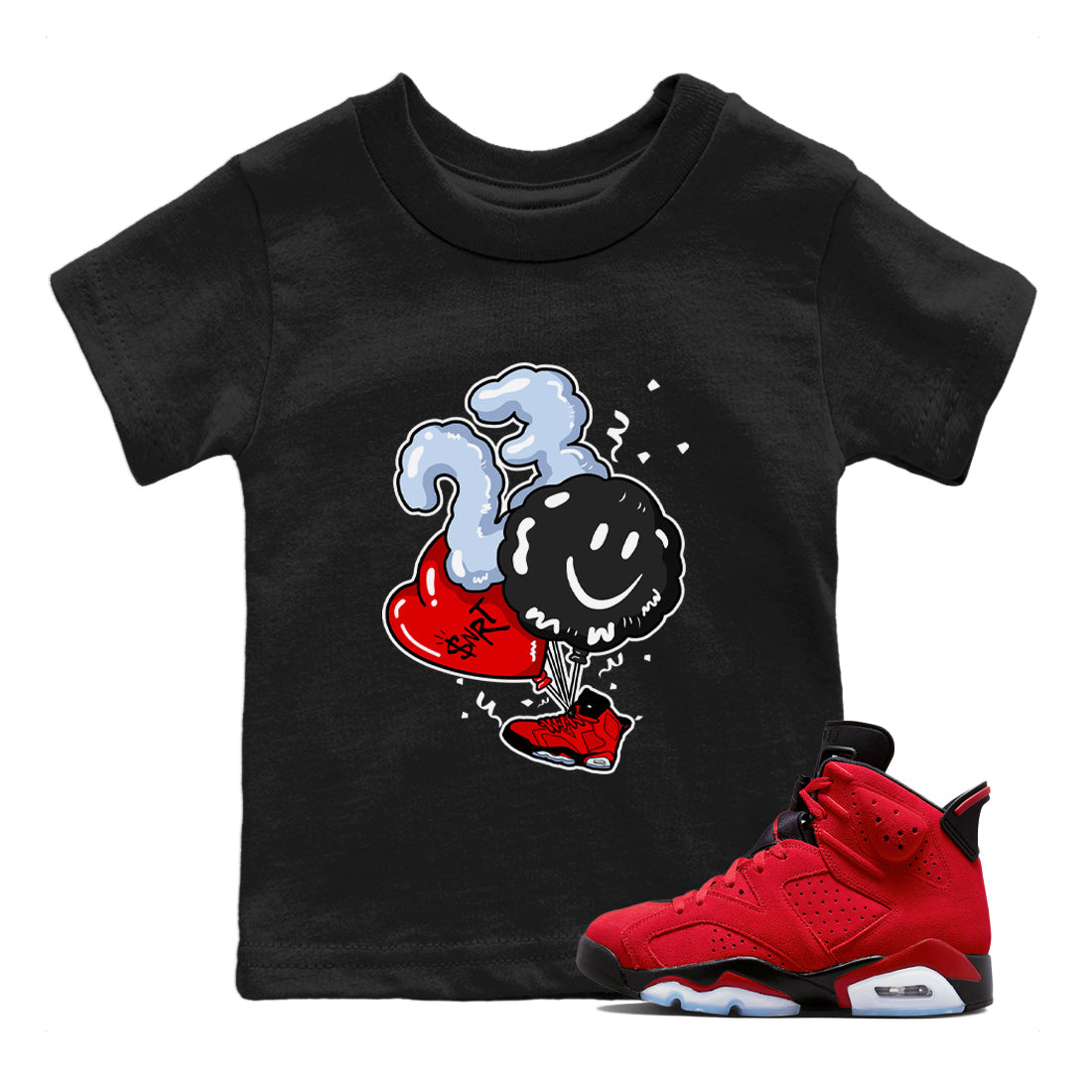 Air Jordan 6 Toro Bravo Sneaker Match Tees Balloon Streetwear Sneaker Shirt Toro Bravo 6s T-Shirt Kids Shirts Black 1