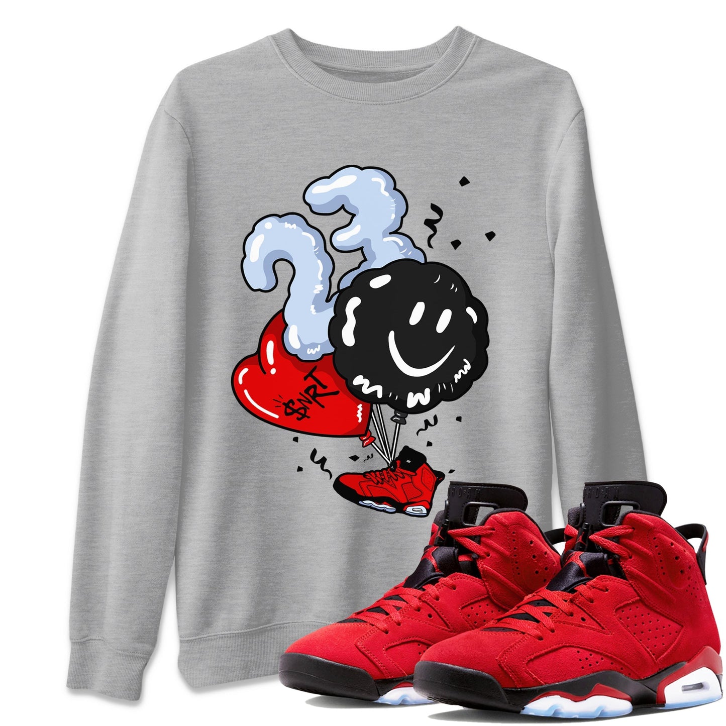 Air Jordan 6 Toro Bravo Sneaker Match Tees Balloon Streetwear Sneaker Shirt Toro Bravo 6s T-Shirt Unisex Shirts Heather Grey 1