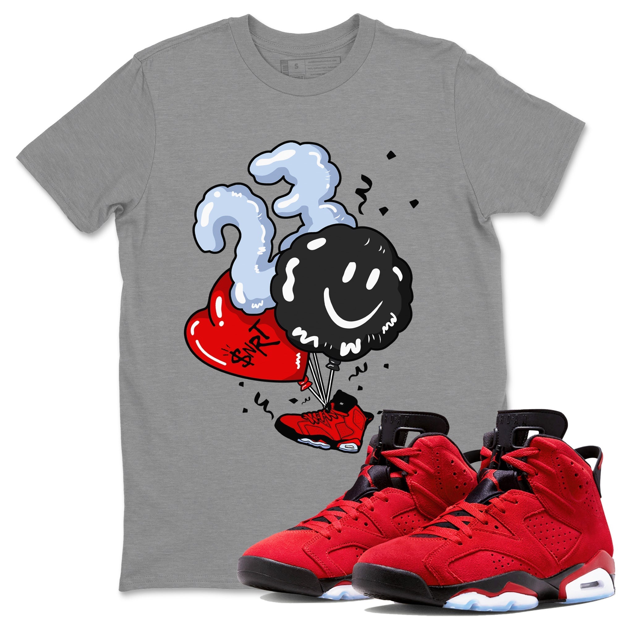 Air Jordan 6 Toro Bravo Sneaker Match Tees Balloon Streetwear Sneaker Shirt Toro Bravo 6s T-Shirt Unisex Shirts Heather Grey 1