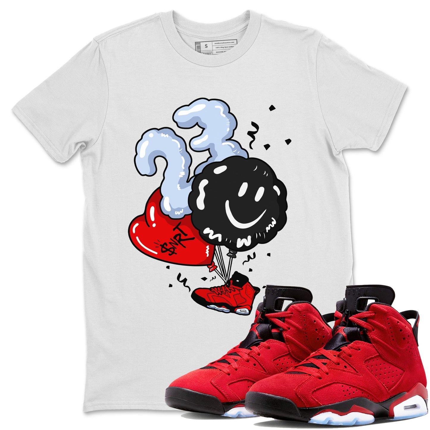 Air Jordan 6 Toro Bravo Sneaker Match Tees Balloon Streetwear Sneaker Shirt Toro Bravo 6s T-Shirt Unisex Shirts White 1