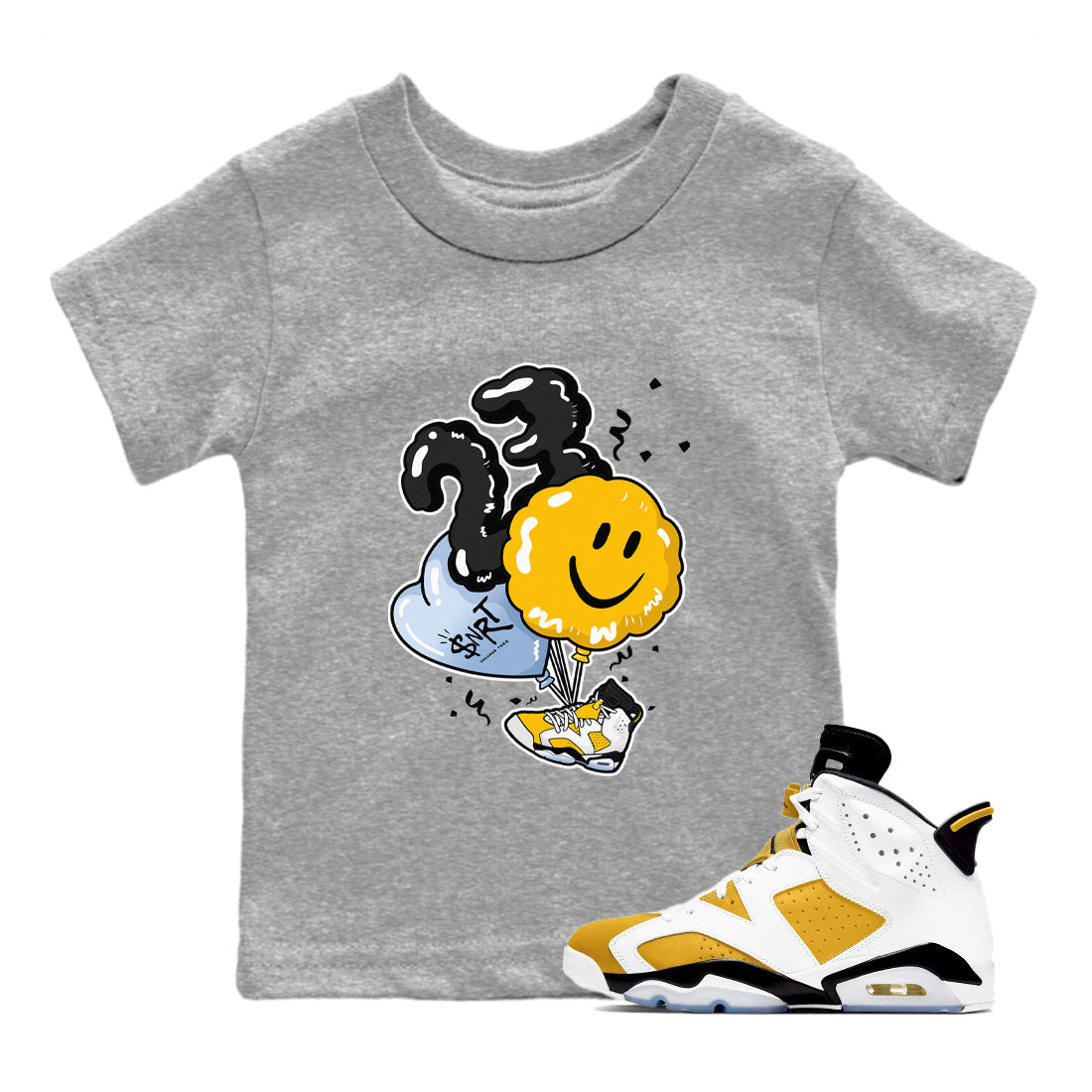 Air Jordan 6 Yellow Ochre shirt to match jordans Balloon sneaker tees streetwear brand 6s Yellow Ochre Drip Gear Zone Brand baby toddler Heather Grey 1 cotton Shirt