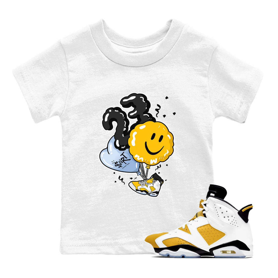 Air Jordan 6 Yellow Ochre shirt to match jordans Balloon sneaker tees streetwear brand 6s Yellow Ochre Drip Gear Zone Brand baby toddler White 1 cotton Shirt