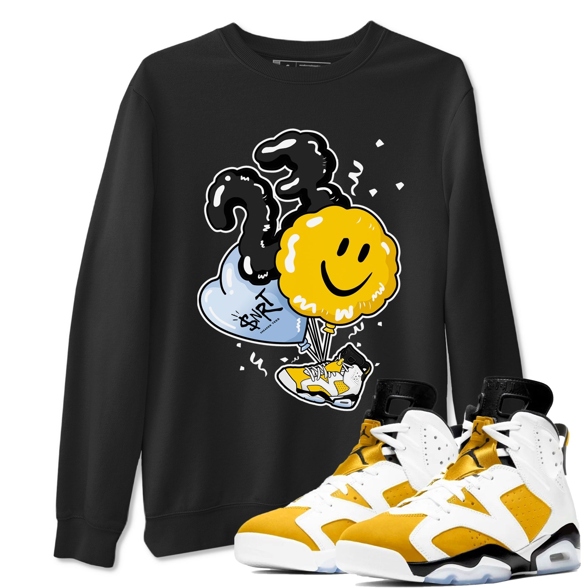 Air Jordan 6 Yellow Ochre shirt to match jordans Balloon sneaker tees streetwear brand Air Jordan 6 Yellow Ochre Drip Gear Zone Brand unisex cotton Black 1 crew neck shirt